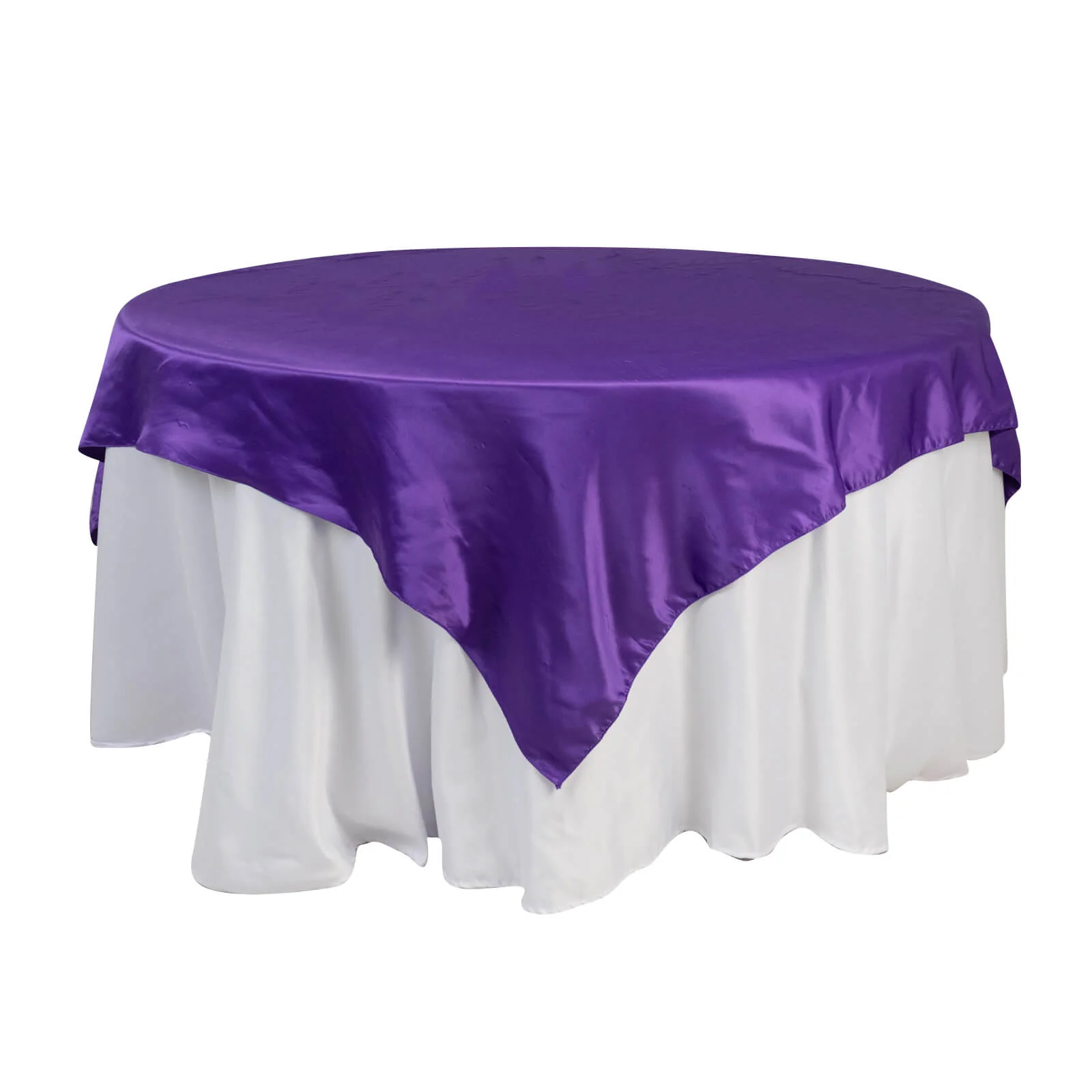 Lamour Satin Table Overlay 72"x72" Purple with Smooth Finish - Image 3
