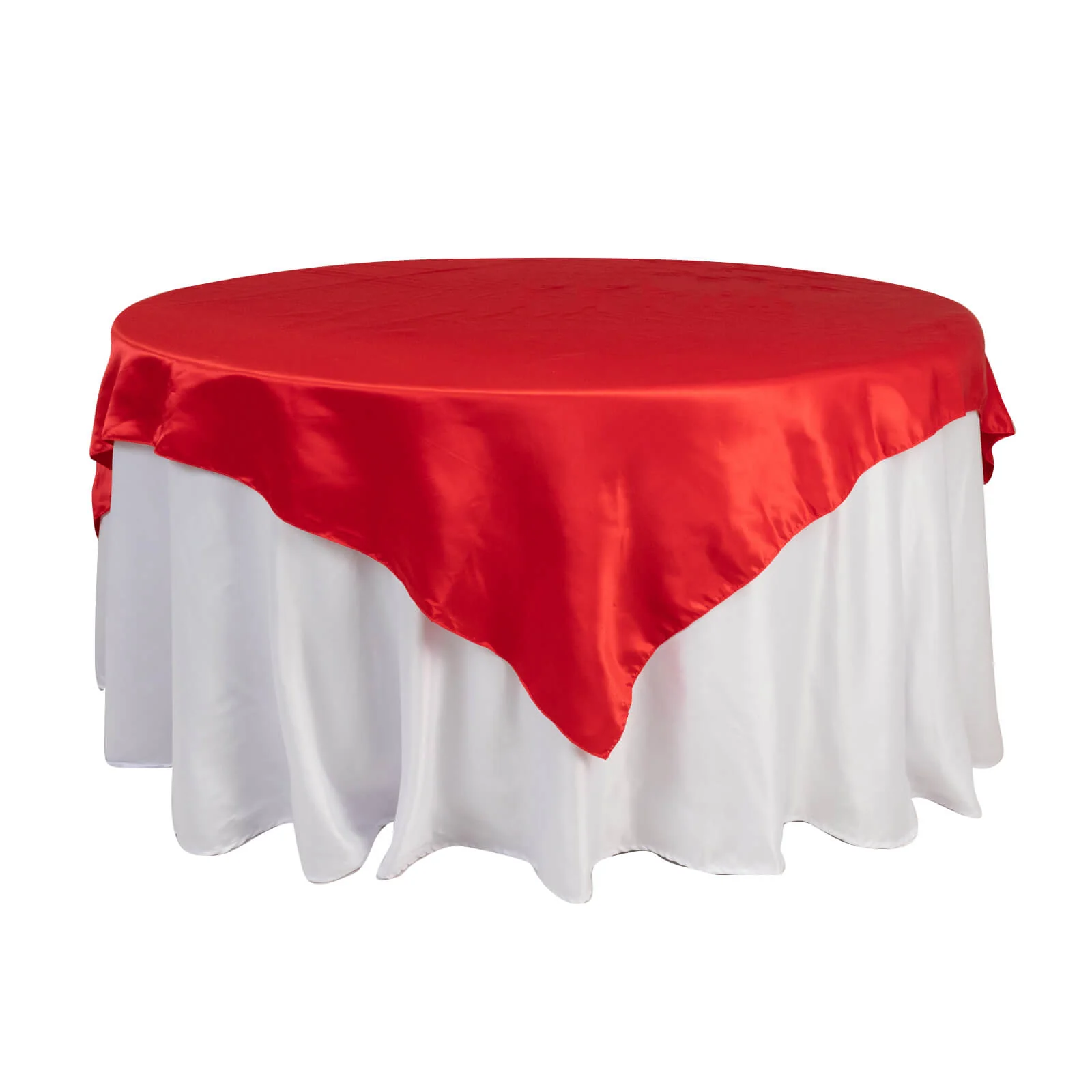 Lamour Satin Table Overlay 72"x72" Red with Smooth Finish - Image 3