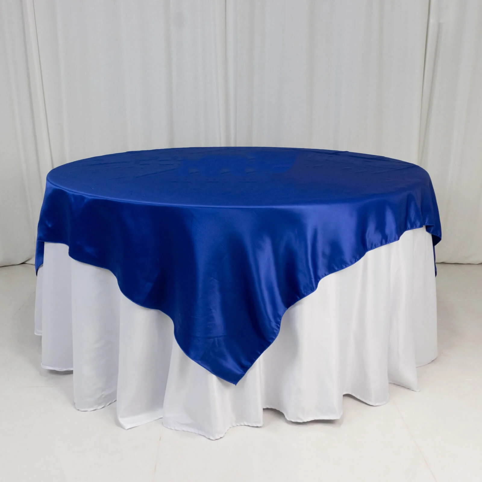 Lamour Satin Table Overlay 72"x72" Royal Blue with Smooth Finish