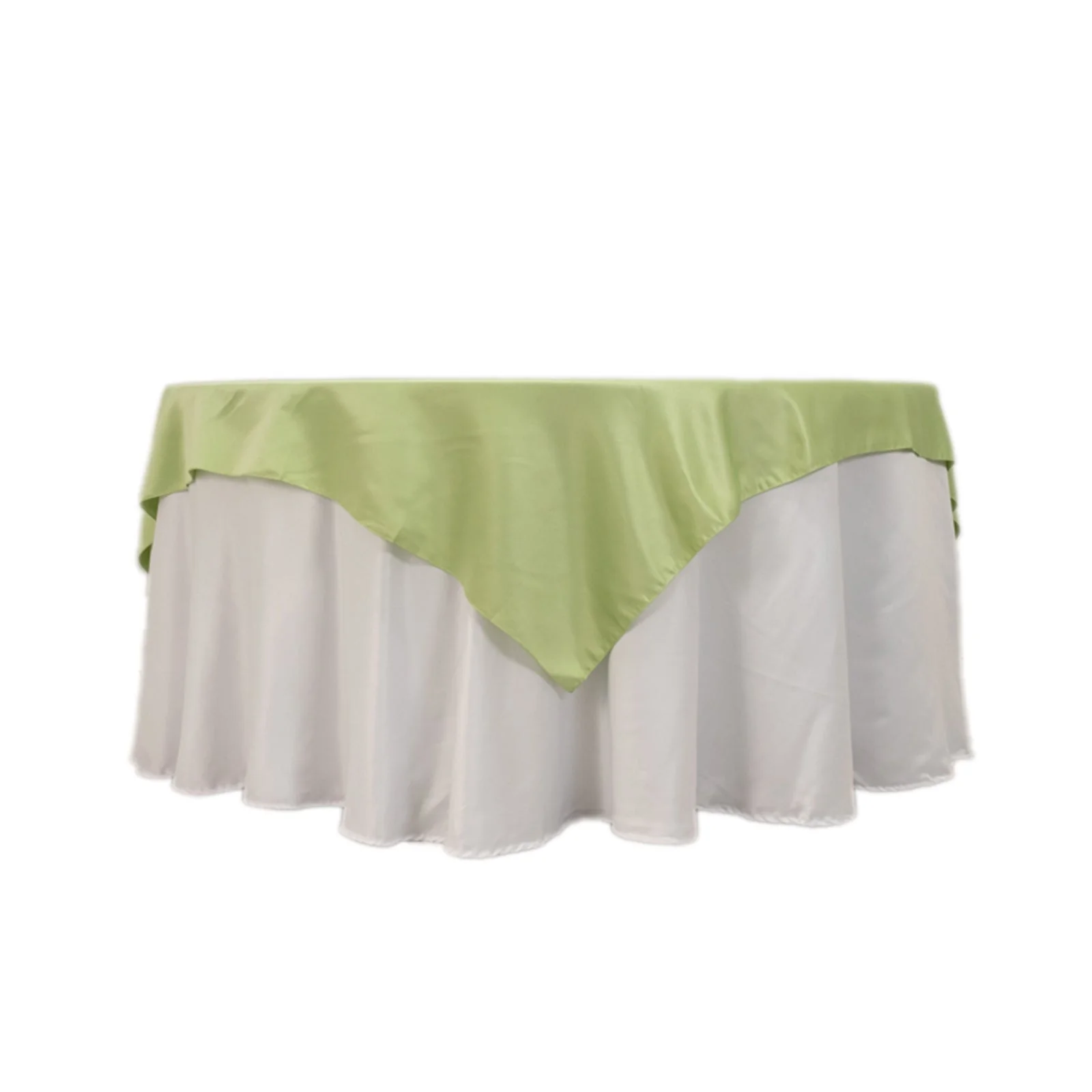 Lamour Satin Table Overlay 72"x72" Sage Green with Smooth Finish - Image 5