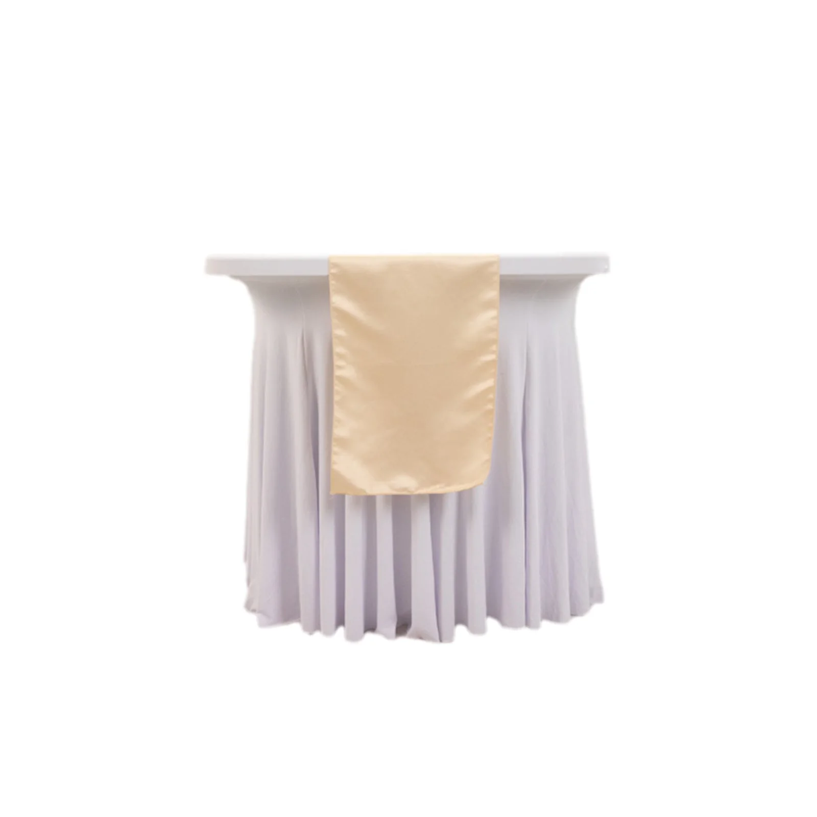 Lamour Satin Table Runner 12"x108" Beige - Lustrous Wedding Decor - Image 6