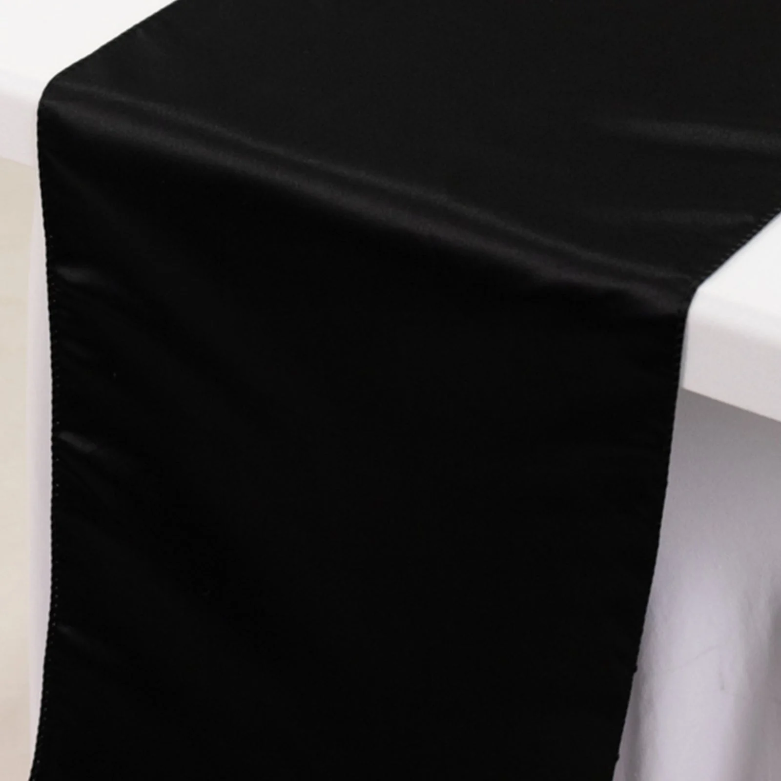 Lamour Satin Table Runner 12"x108" Black - Smooth & Lustrous Wedding Decor - Image 7