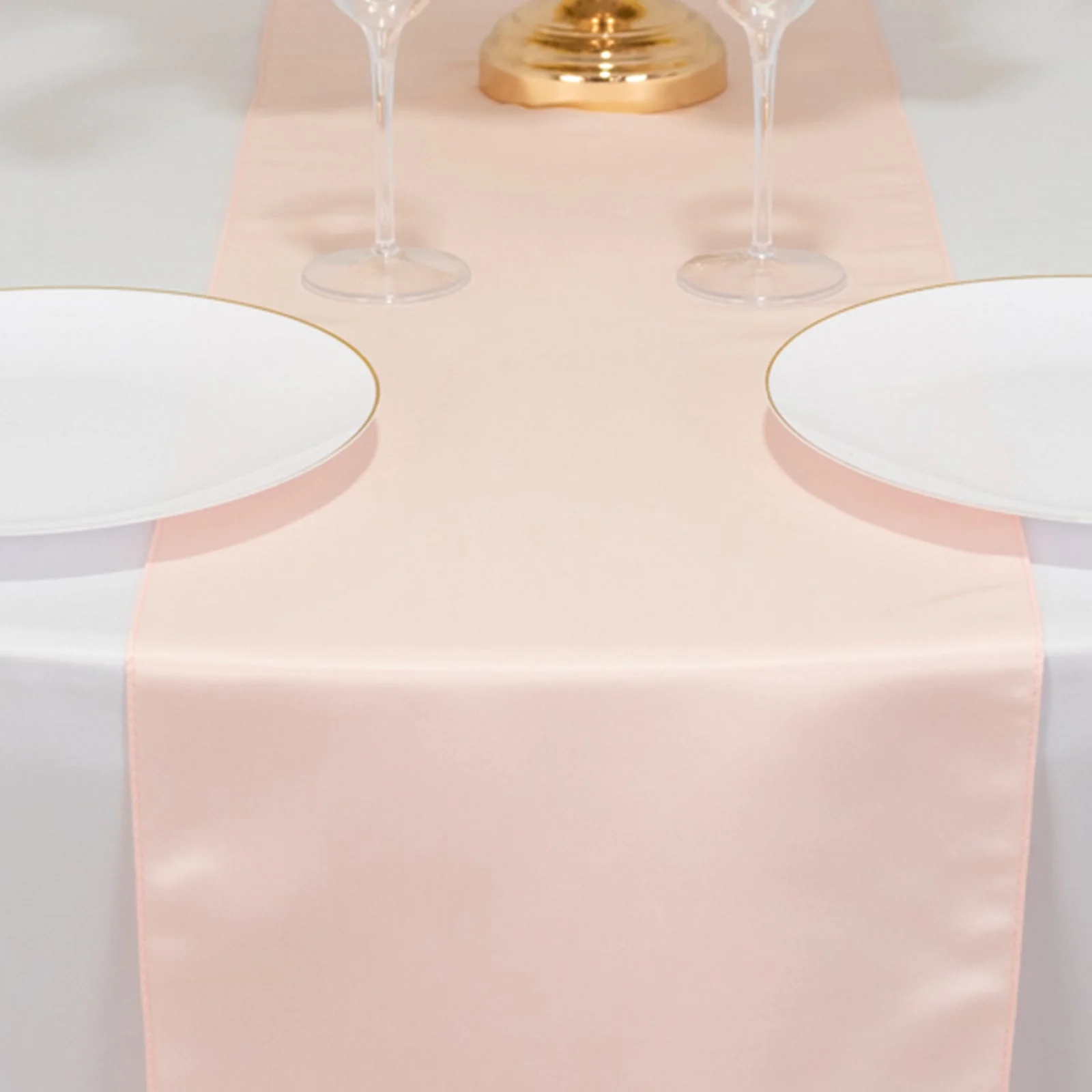 Lamour Satin Table Runner 12"x108" Blush - Lustrous Wedding Decor