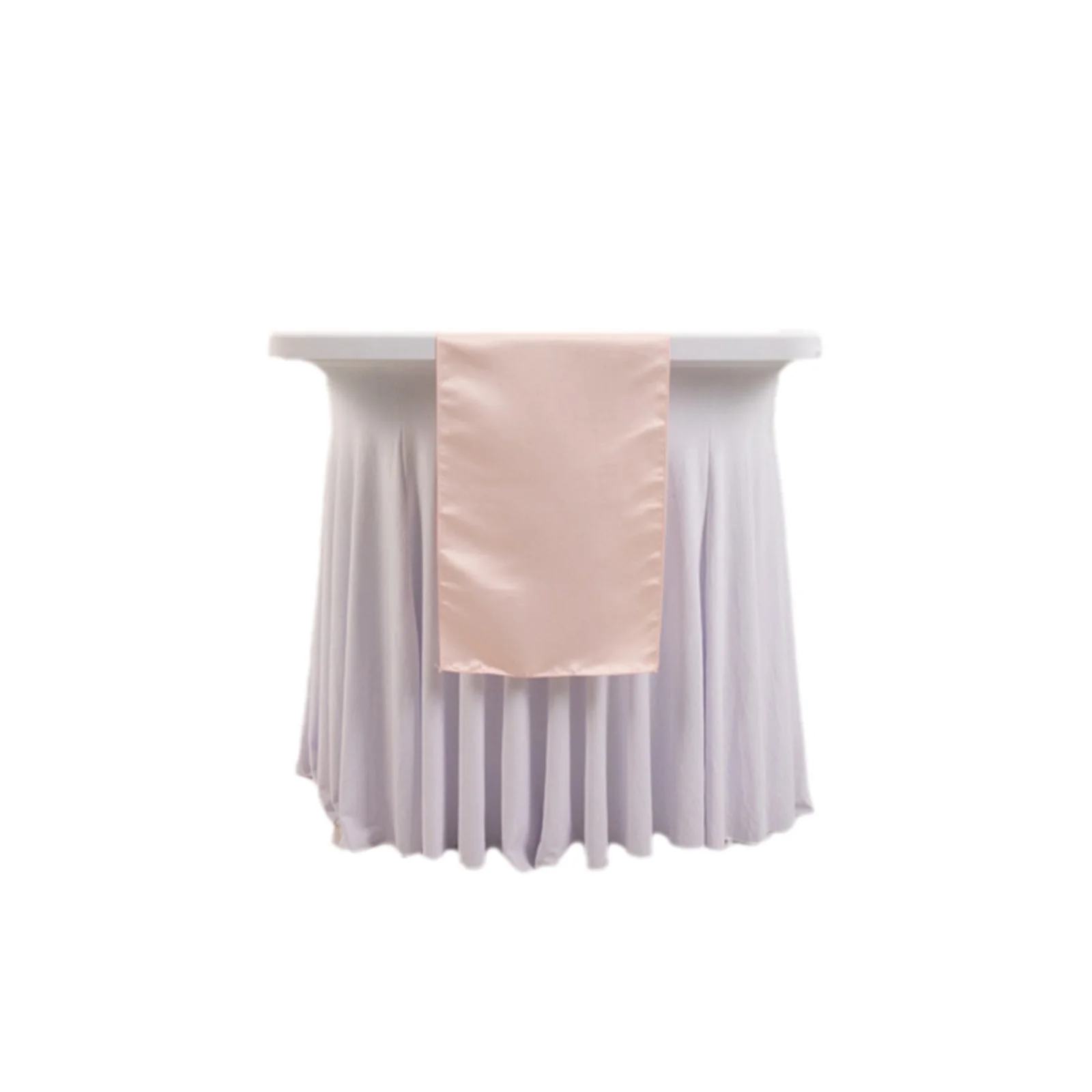Lamour Satin Table Runner 12"x108" Blush - Lustrous Wedding Decor - Image 6