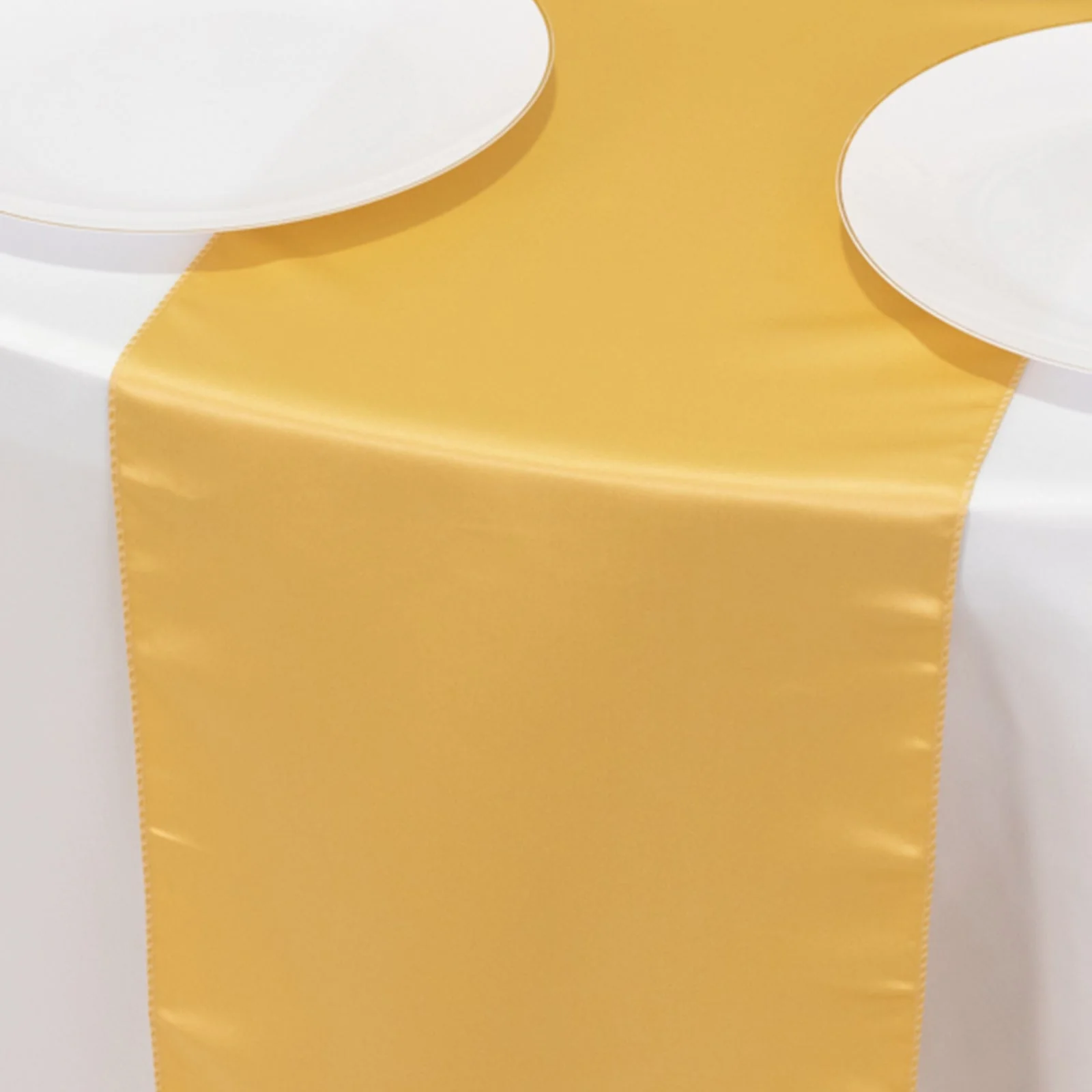 Lamour Satin Table Runner 12"x108" Champagne - Lustrous Wedding Decor - Image 2