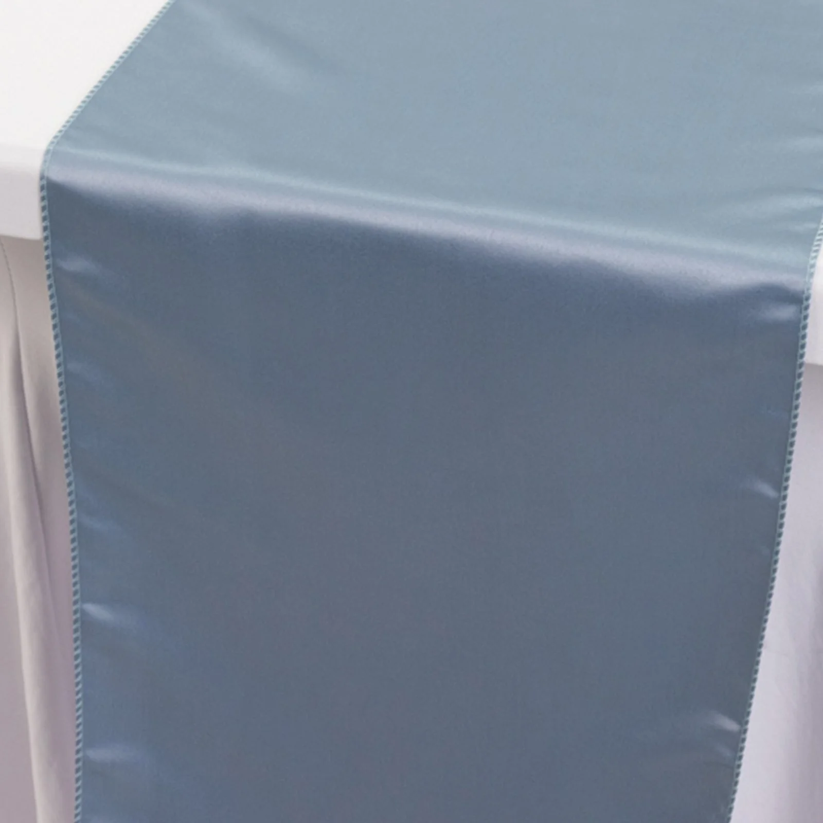 Lamour Satin Table Runner 12"x108" Dusty Blue - Lustrous Wedding Decor - Image 7