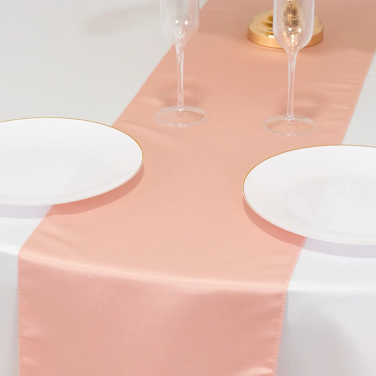 Lamour Satin Table Runner 12"x108" Dusty Rose - Lustrous Wedding Decor - Image 3