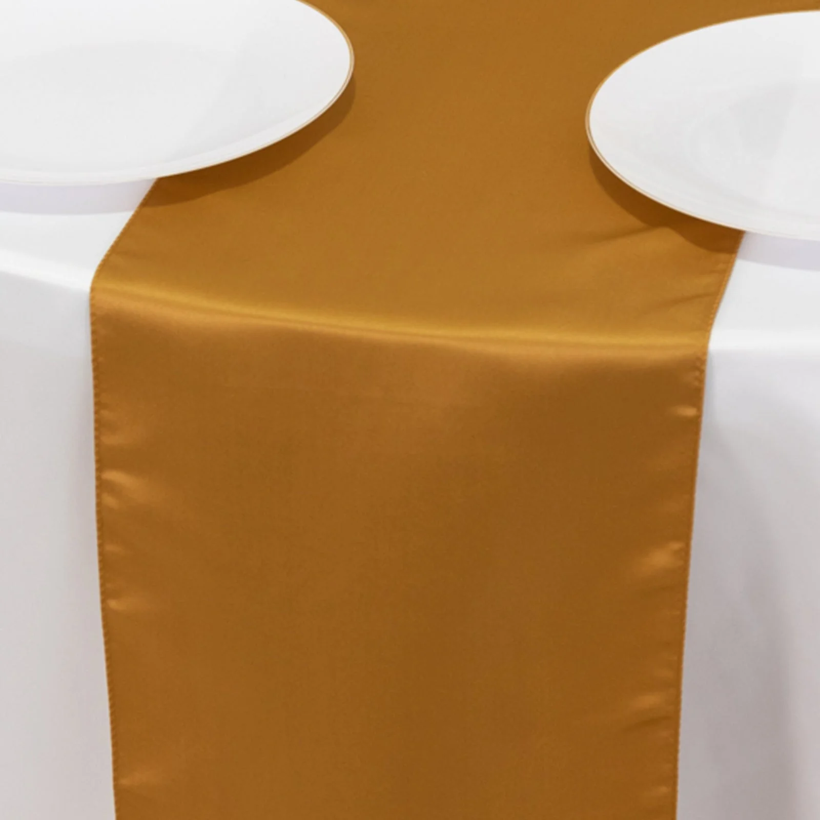 Lamour Satin Table Runner 12"x108" Gold - Smooth & Lustrous Wedding Decor - Image 3