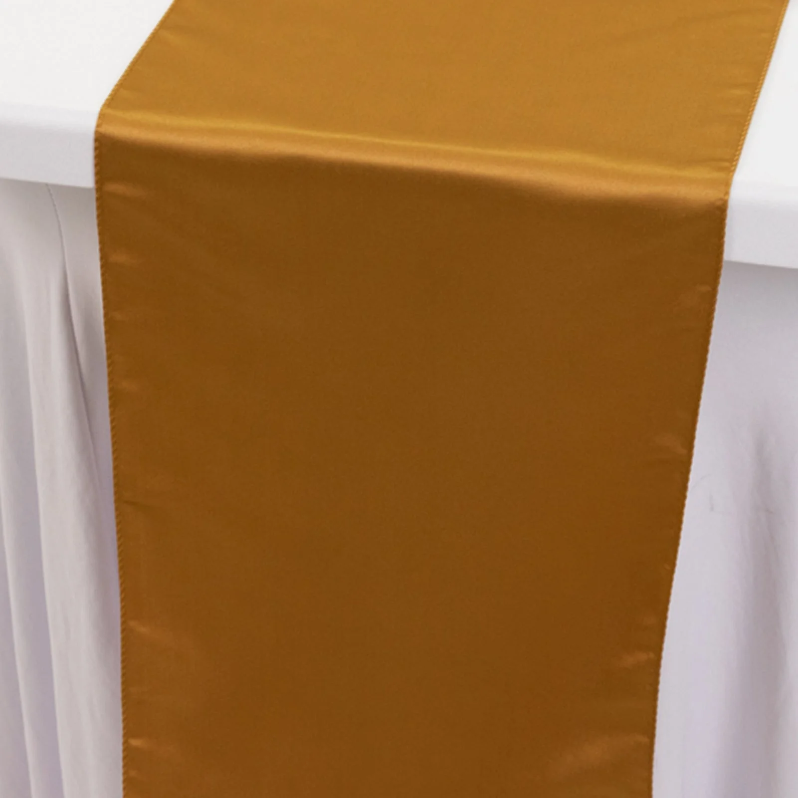 Lamour Satin Table Runner 12"x108" Gold - Smooth & Lustrous Wedding Decor - Image 8