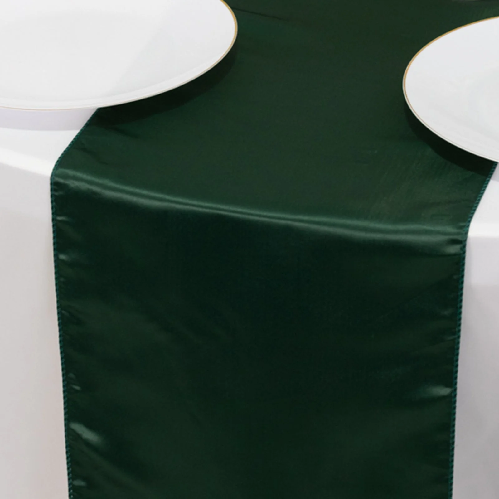 Lamour Satin Table Runner 12"x108" Hunter Emerald Green - Lustrous Wedding Decor - Image 3