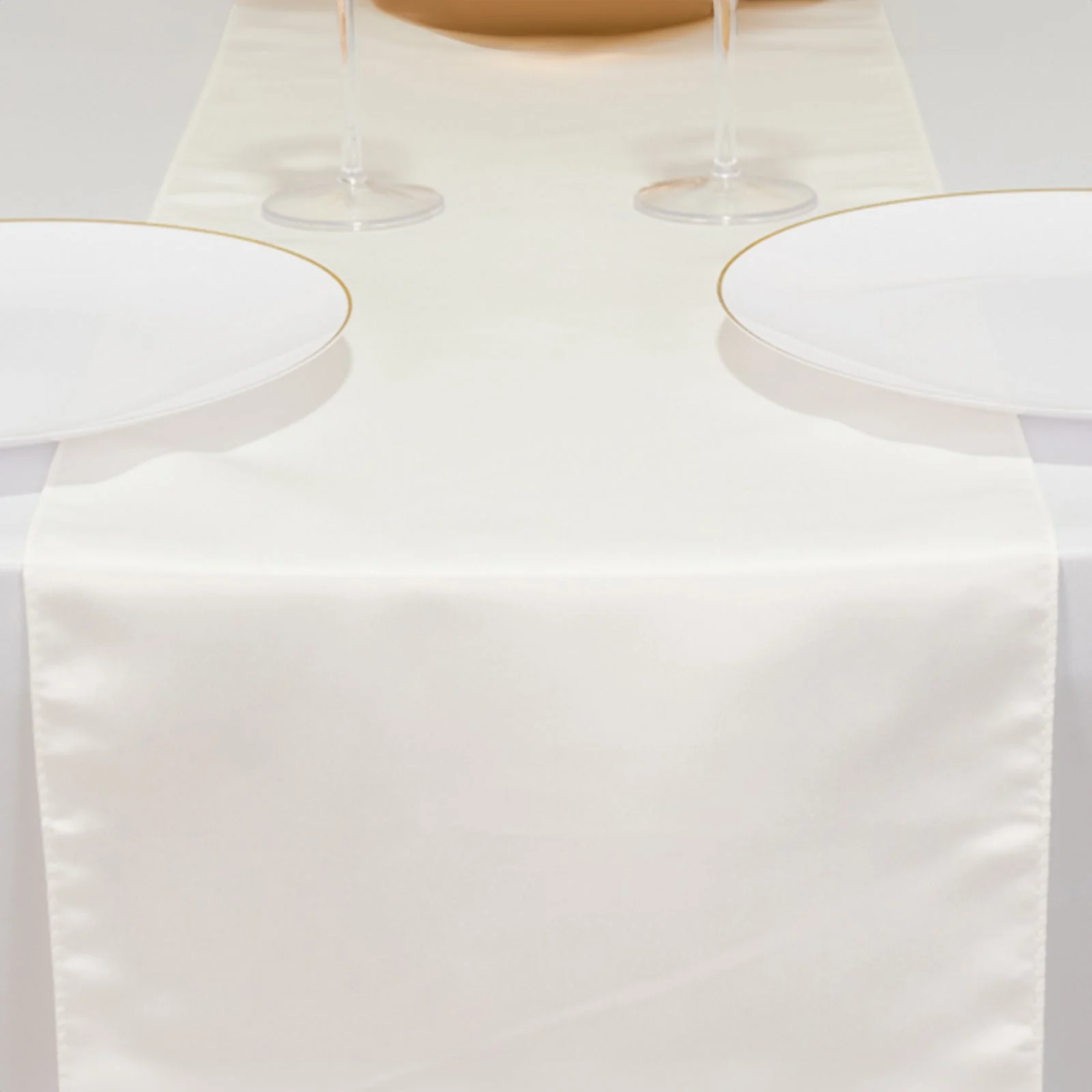 Lamour Satin Table Runner 12"x108" Ivory - Lustrous Wedding Decor