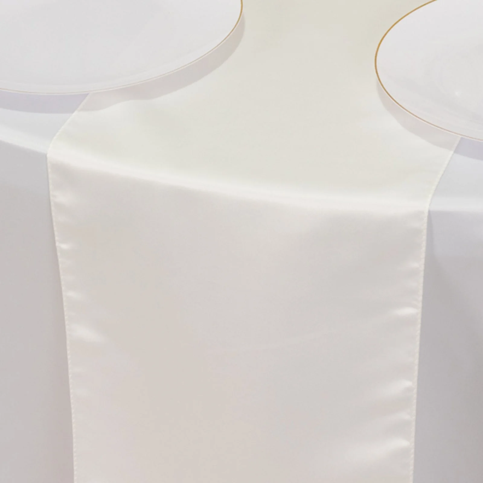 Lamour Satin Table Runner 12"x108" Ivory - Lustrous Wedding Decor - Image 3