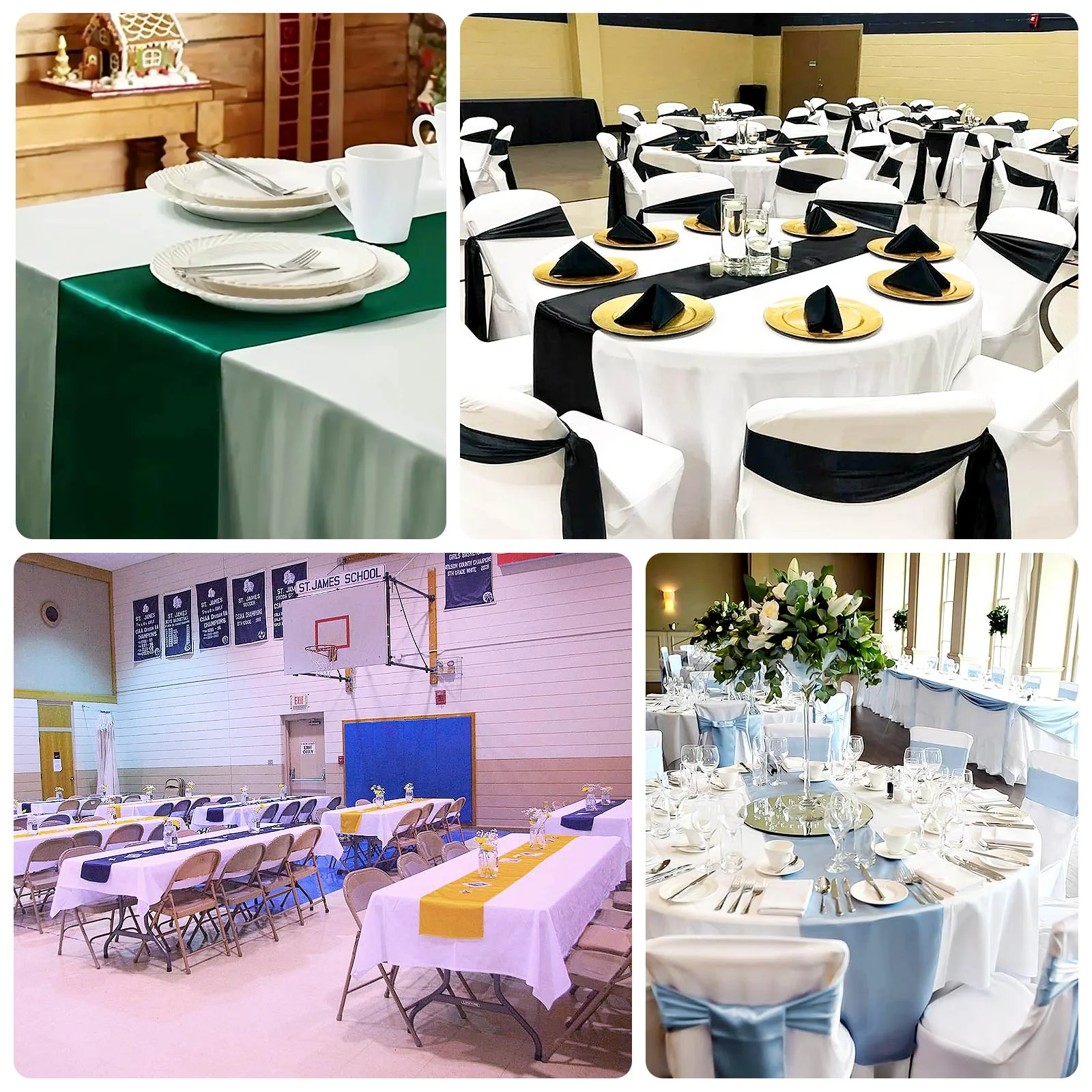 Lamour Satin Table Runner 12"x108" Ivory - Lustrous Wedding Decor - Image 5