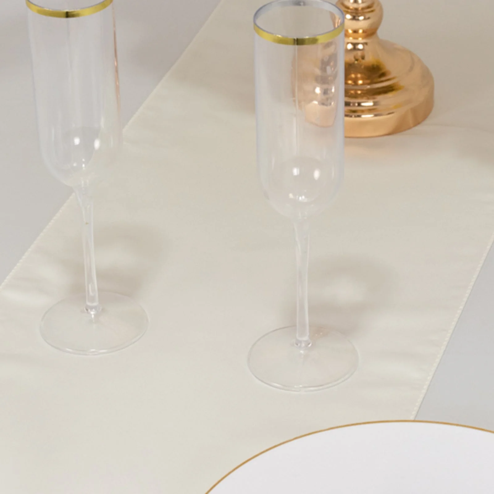 Lamour Satin Table Runner 12"x108" Ivory - Lustrous Wedding Decor - Image 6