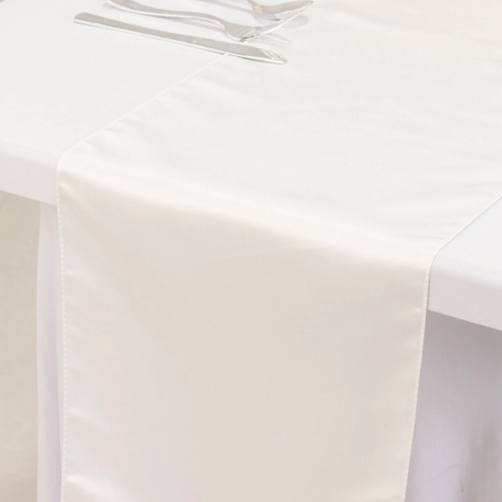 Lamour Satin Table Runner 12"x108" Ivory - Lustrous Wedding Decor - Image 8