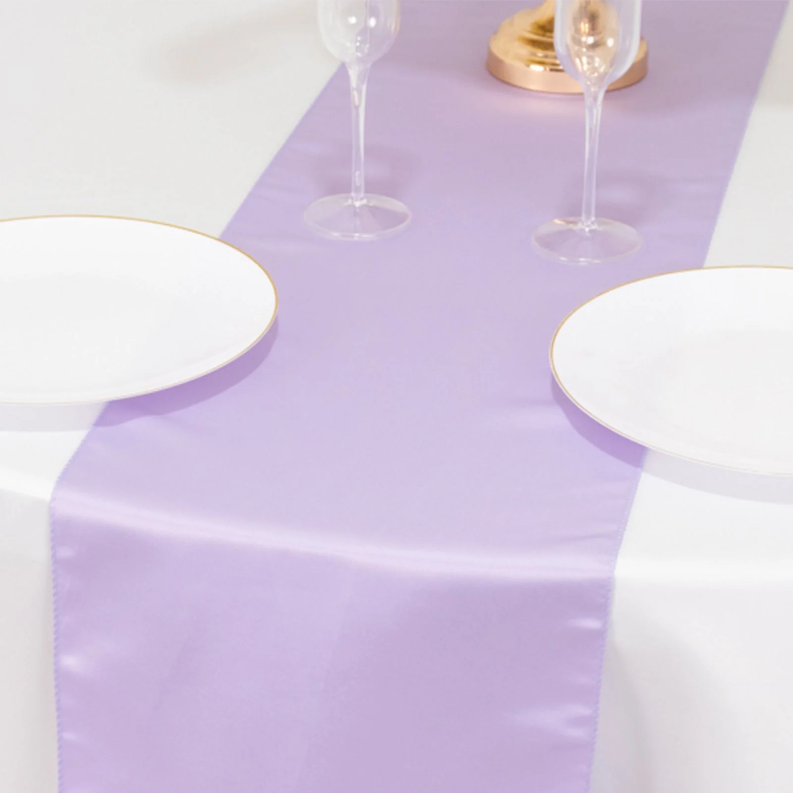 Lamour Satin Table Runner 12"x108" Lavender Lilac - Lustrous Wedding Decor - Image 3