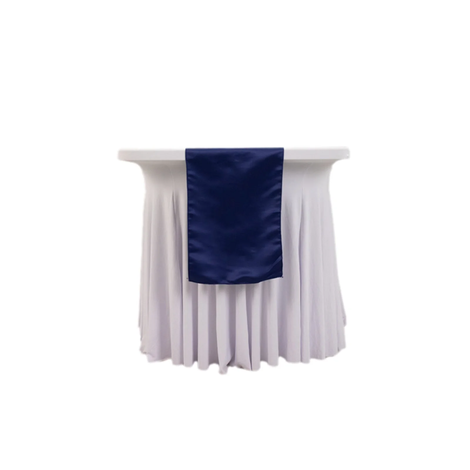 Lamour Satin Table Runner 12"x108" Navy Blue - Lustrous Wedding Decor - Image 6