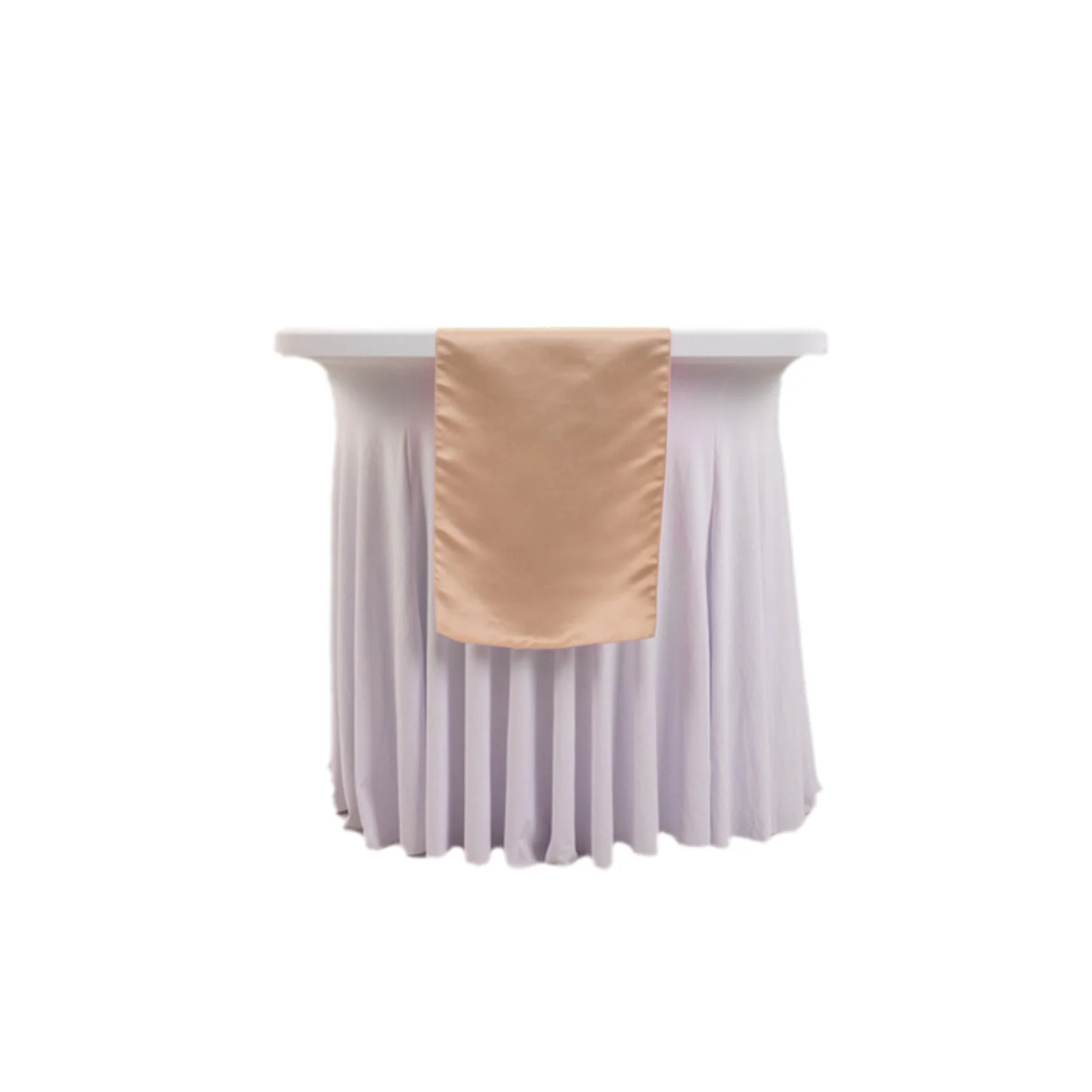 Lamour Satin Table Runner 12"x108" Nude - Lustrous Wedding Decor - Image 6