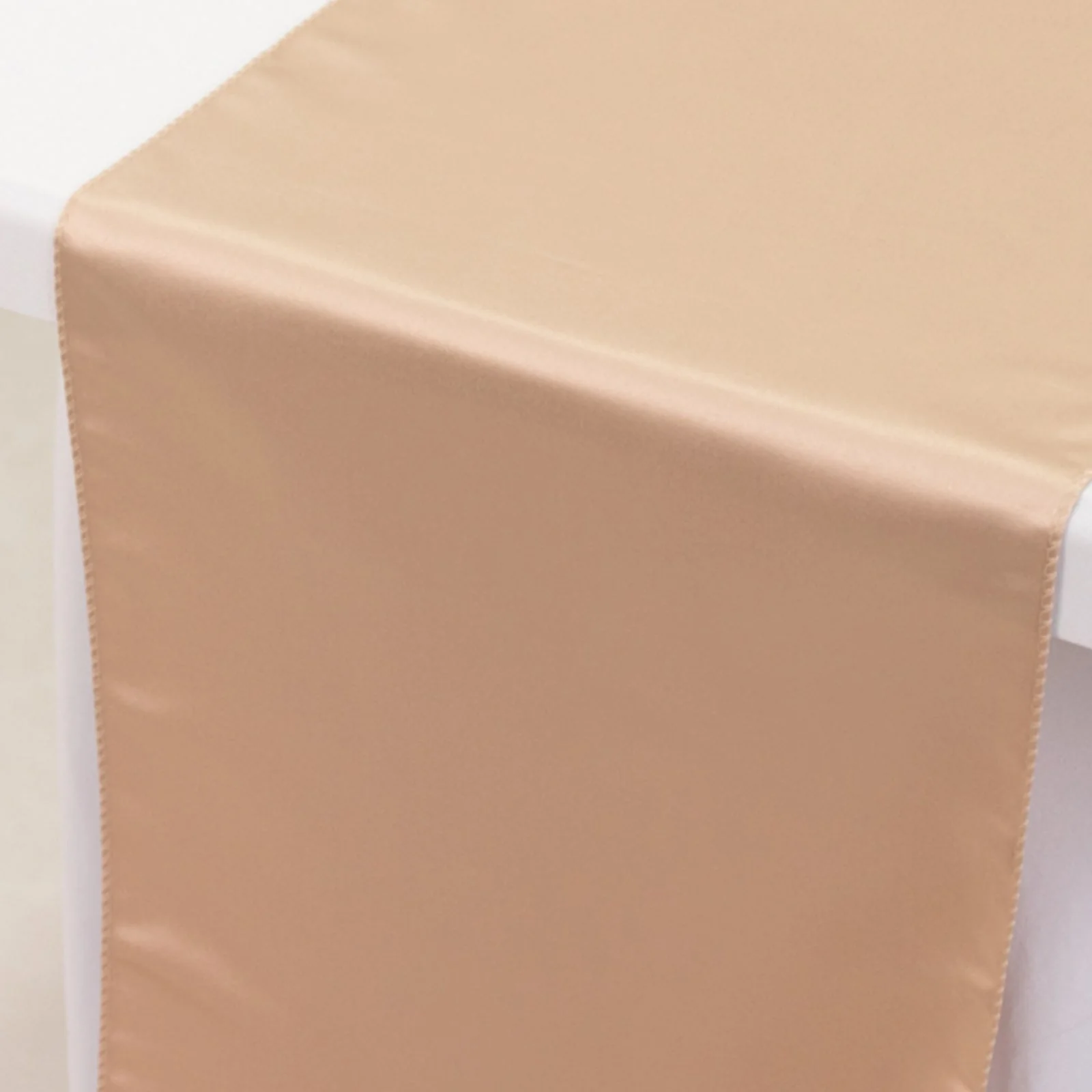 Lamour Satin Table Runner 12"x108" Nude - Lustrous Wedding Decor - Image 8