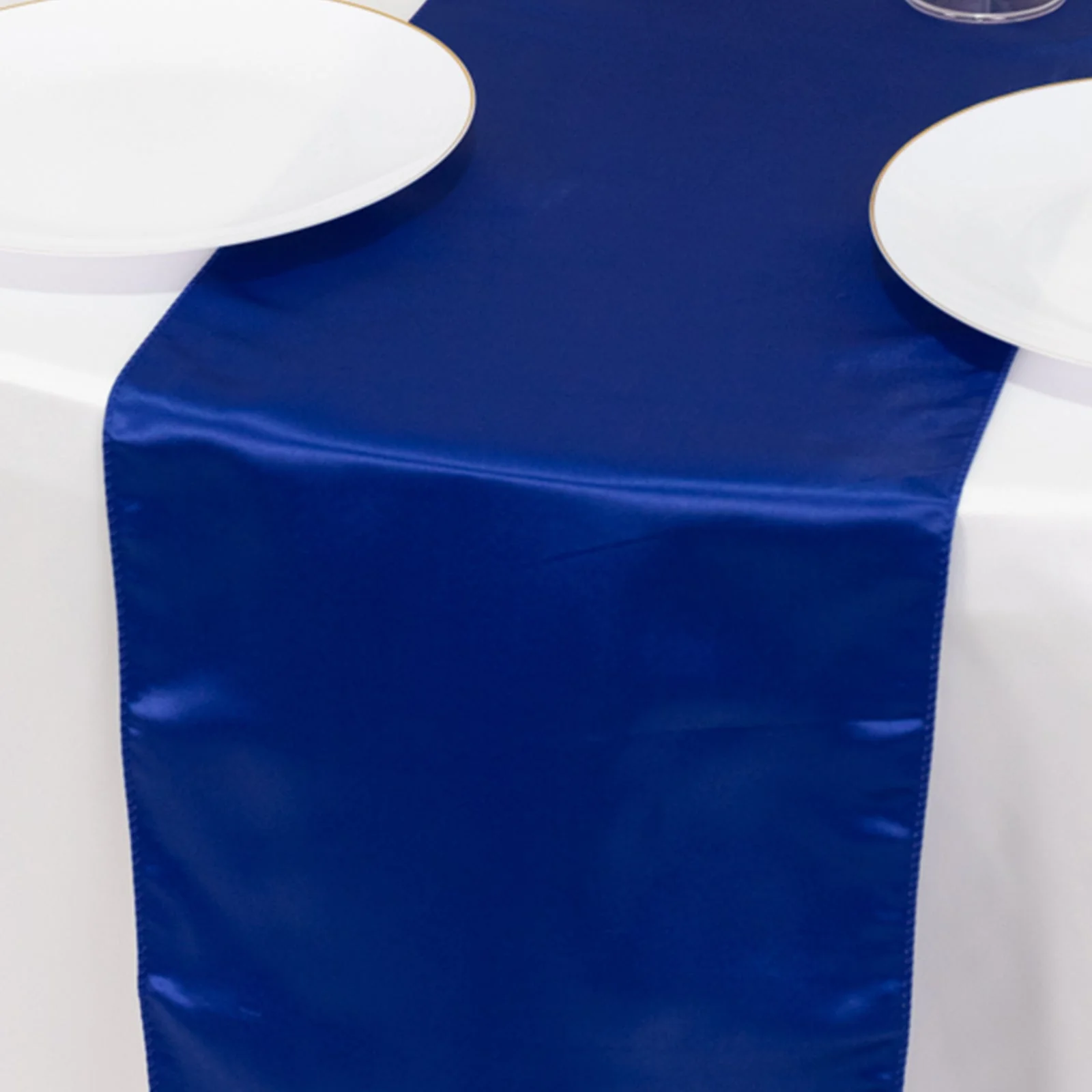 Lamour Satin Table Runner 12"x108" Royal Blue - Lustrous Wedding Decor - Image 3
