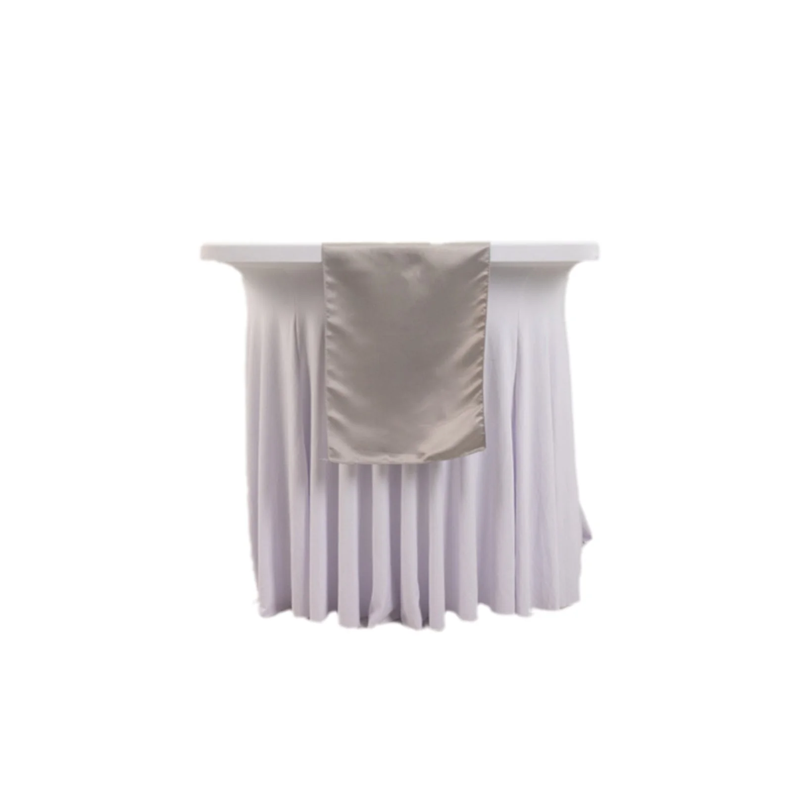 Lamour Satin Table Runner 12"x108" Silver - Lustrous Wedding Decor - Image 5