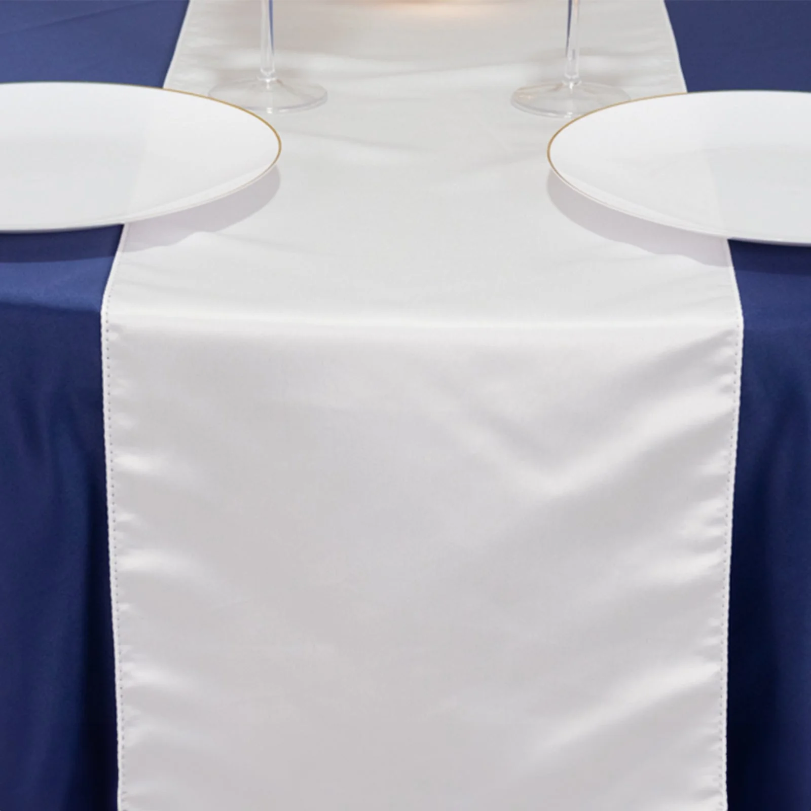 Lamour Satin Table Runner 12"x108" White - Smooth & Lustrous Wedding Decor