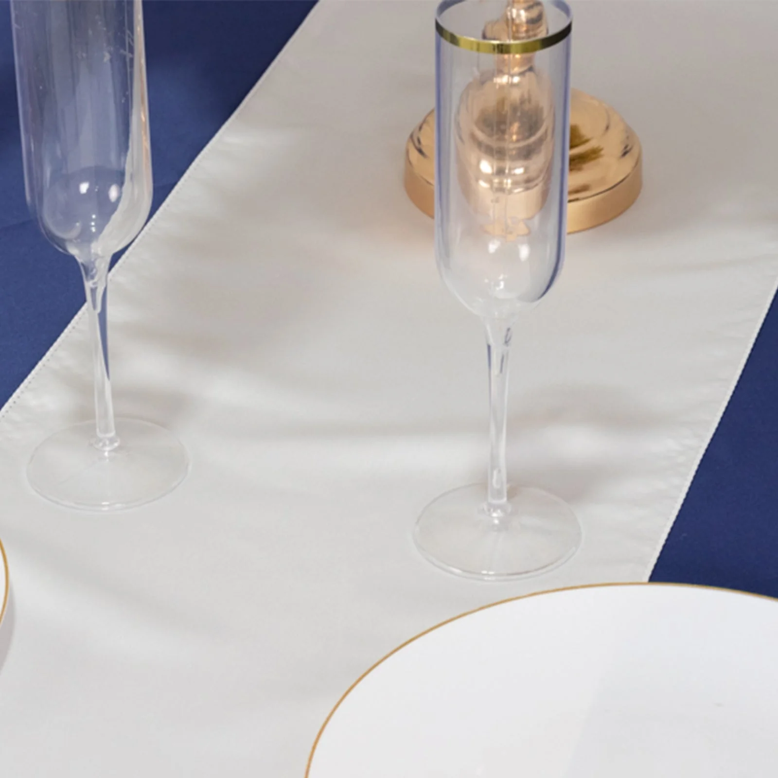 Lamour Satin Table Runner 12"x108" White - Smooth & Lustrous Wedding Decor - Image 6