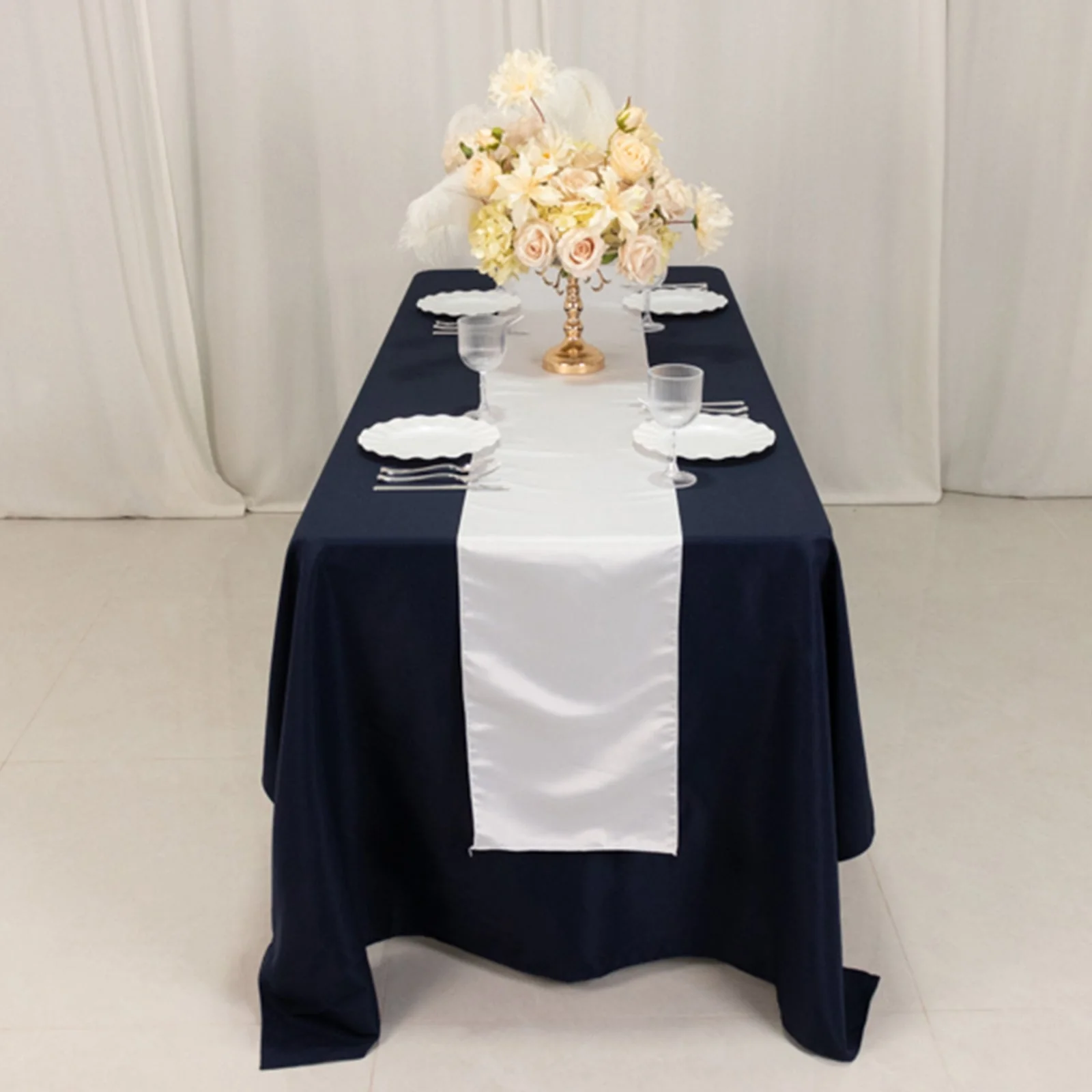 Lamour Satin Table Runner 12"x108" White - Smooth & Lustrous Wedding Decor - Image 8