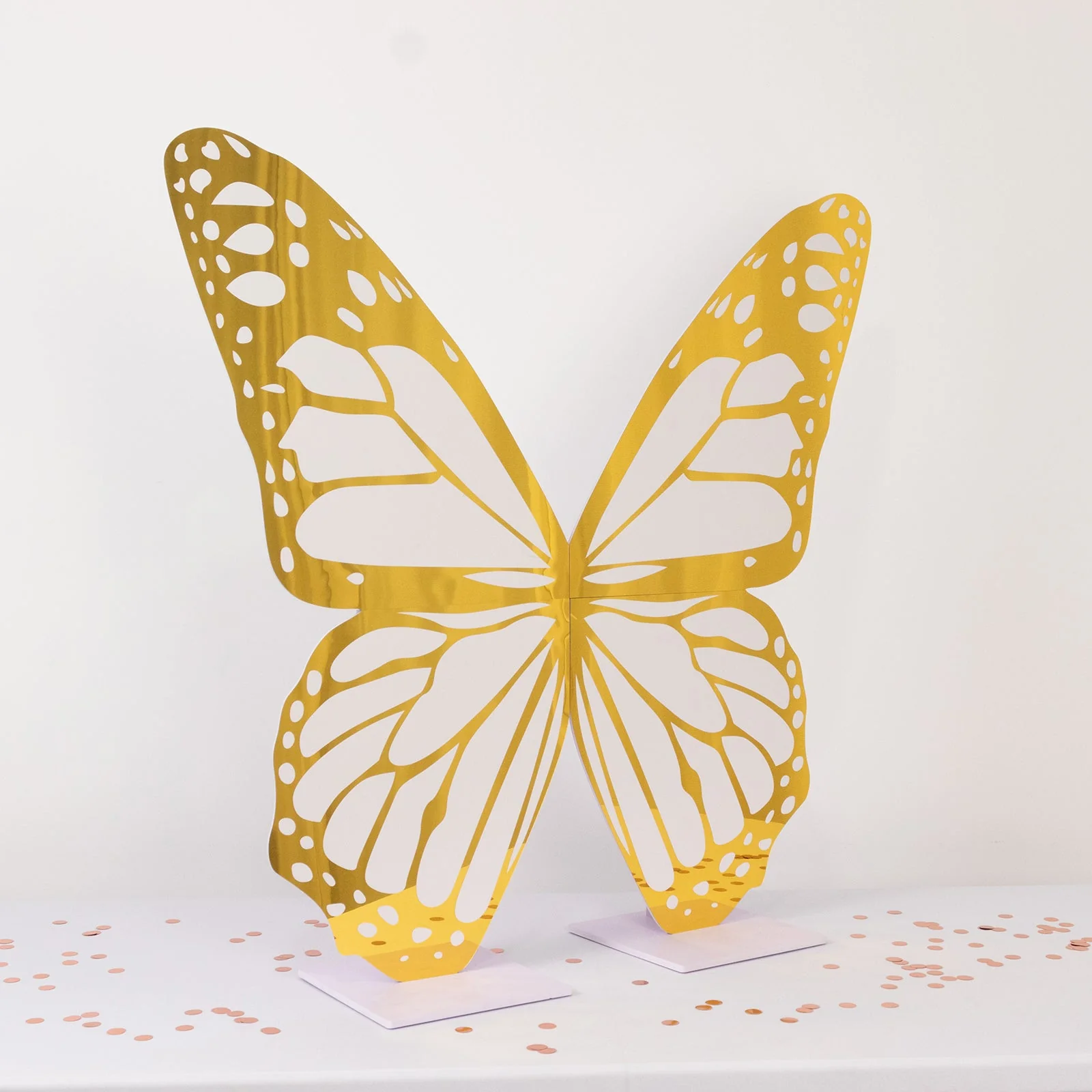 Large Butterfly Party Props Decor, 3ft White and Gold Butterfly Foamboard Stand - Image 3