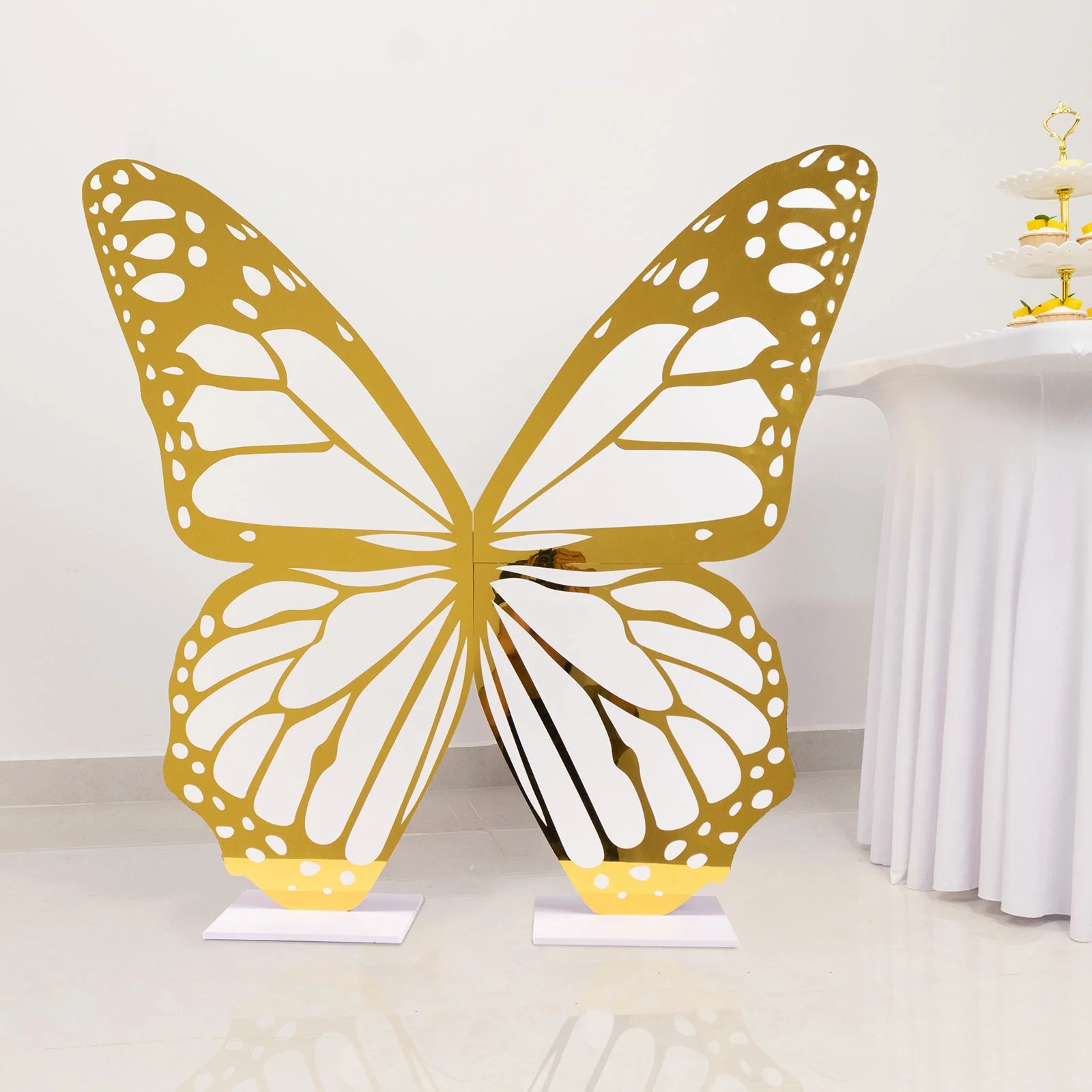 Large Butterfly Party Props Decor, 3ft White and Gold Butterfly Foamboard Stand - Image 5