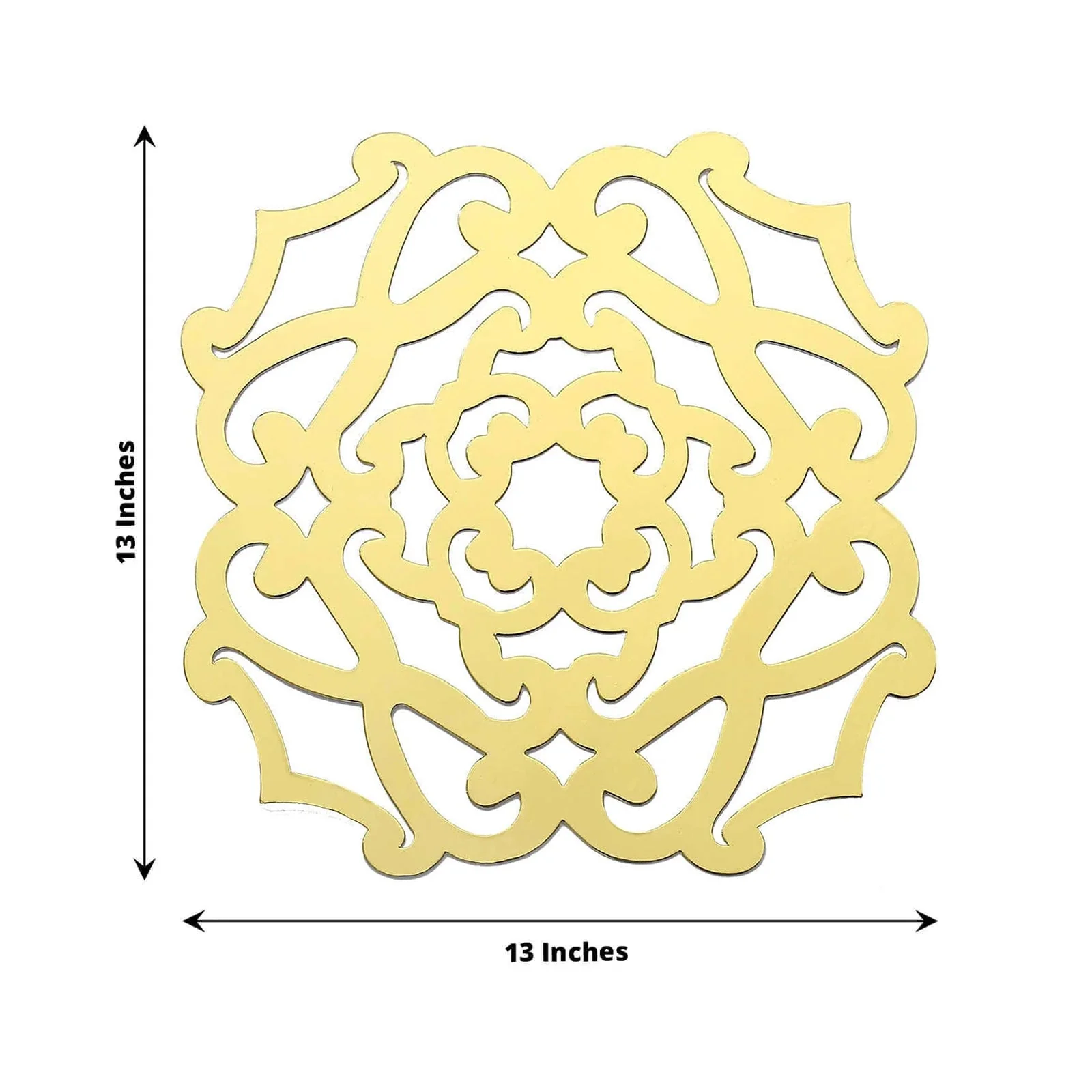 6-Pack Disposable Table Placemats 13" Metallic Gold Laser Cut Flower Design - 700GSM Cardboard Placemats for Upscale Occasions - Image 3