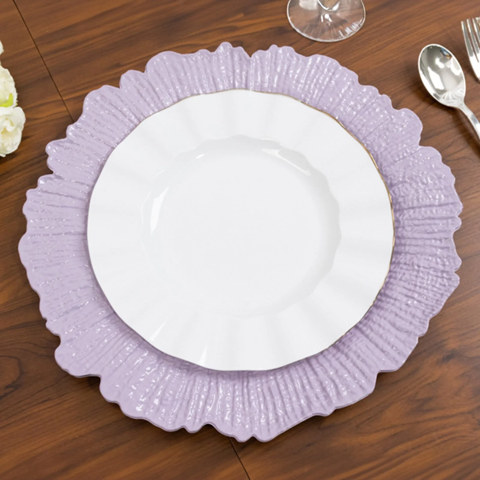 6-Pack Acrylic Plastic Charger Plates 13" Round Lavender Lilac Reef Design - Decorative Dinner Charger Tableware - Image 6