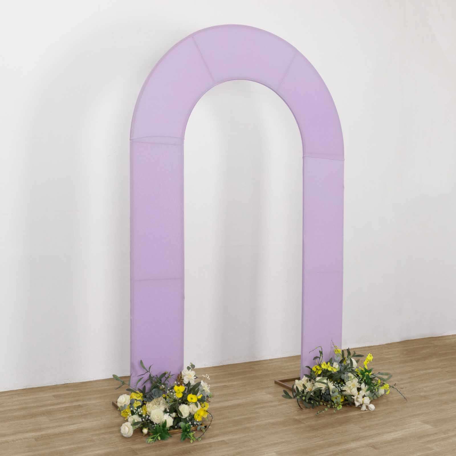 Lavender Lilac Spandex Fitted Open Arch Backdrop Cover, Double-Sided U-Shaped Wedding Arch Slipcover - 8ft - Image 6