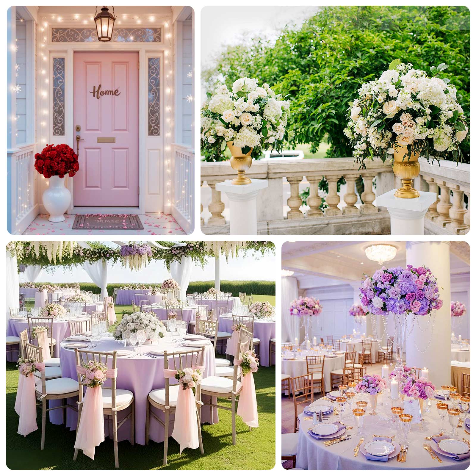Pre-Arranged Silk Floral Centerpiece in Lavender Lilac, 22" Artificial Rose, Hydrangea & Chrysanthemum Flower Ball Bouquet for Event, Wedding - Image 5