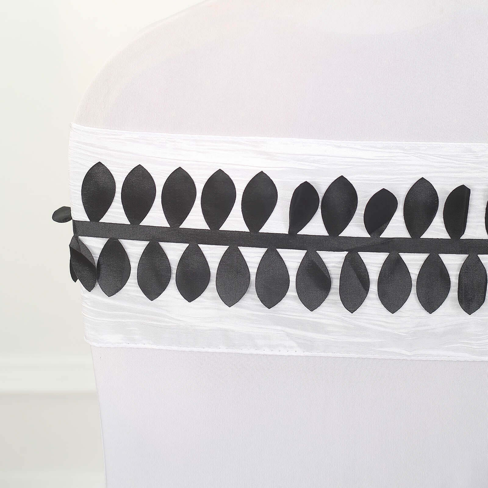 Leaf Petal Taffeta Ribbon Sash Black 50ft 4" - Artificial DIY Fabric Garland - Image 2