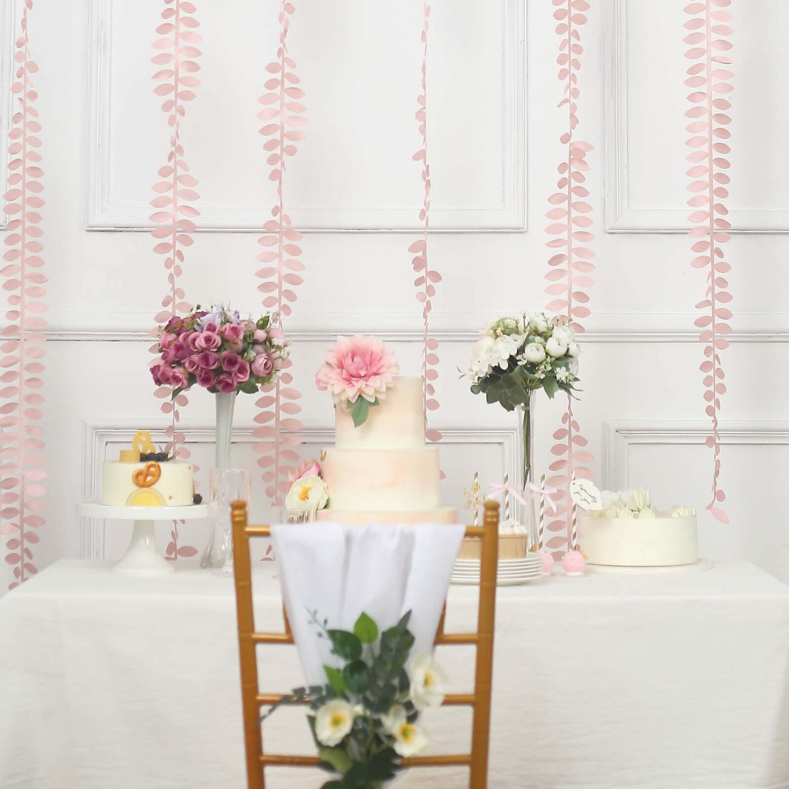 Leaf Petal Taffeta Ribbon Sash Dusty Rose 50ft 4" - Artificial DIY Fabric Garland - Image 2