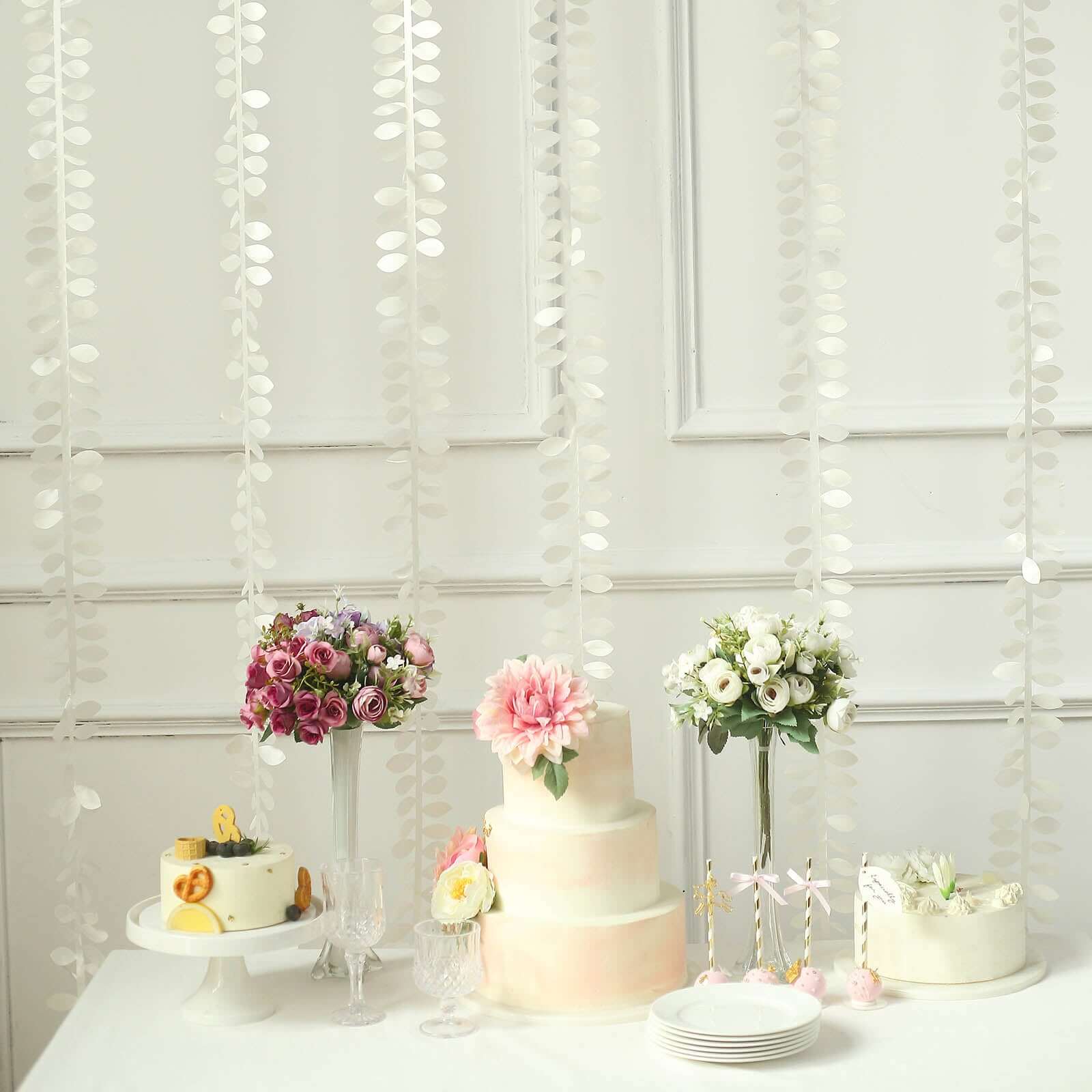 Leaf Petal Taffeta Ribbon Sash Ivory 50ft 4" - Artificial DIY Fabric Garland - Image 9
