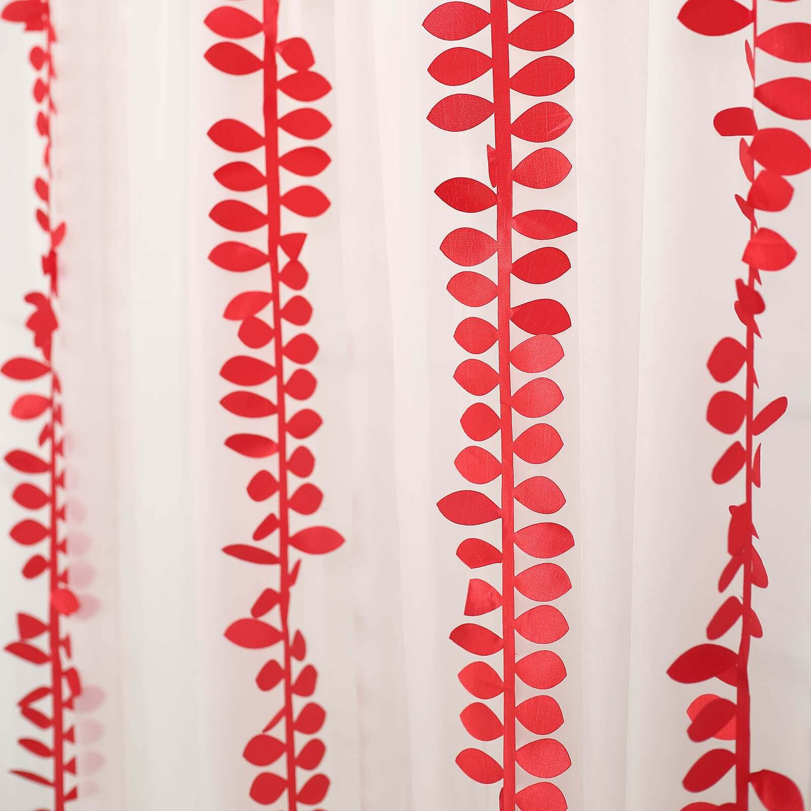 Leaf Petal Taffeta Ribbon Sash Red 50ft 4" - Artificial DIY Fabric Garland - Image 4