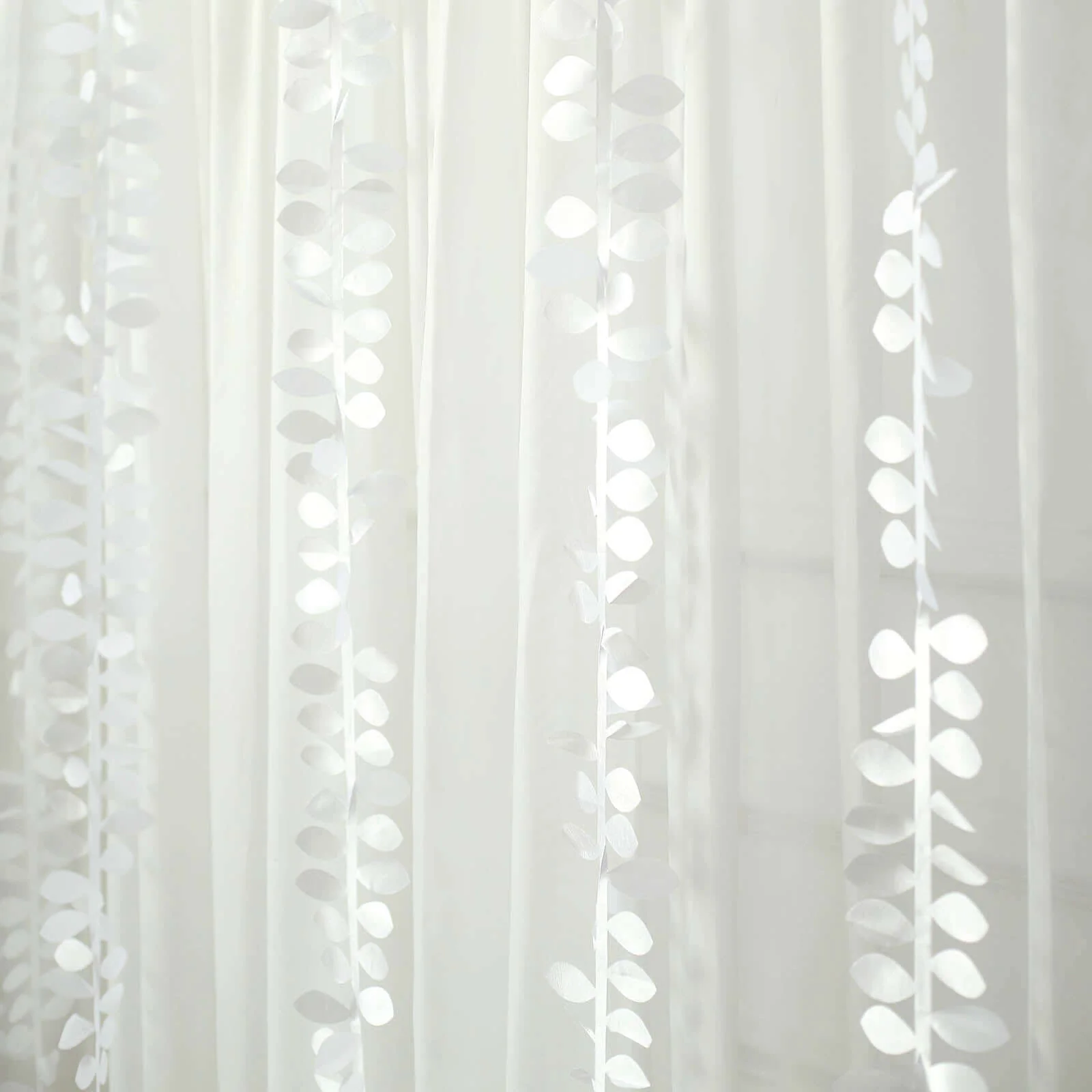 Leaf Petal Taffeta Ribbon Sash White 50ft 4" - Artificial DIY Fabric Garland for Decorations - Image 4