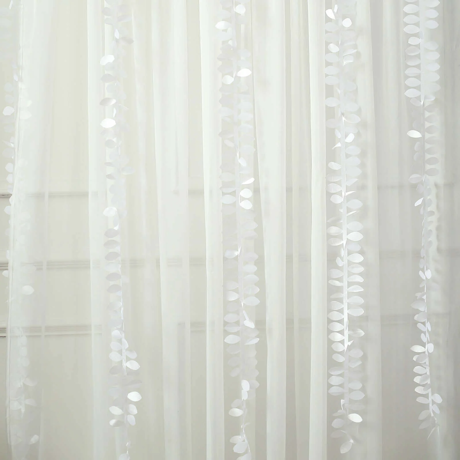 Leaf Petal Taffeta Ribbon Sash White 50ft 4" - Artificial DIY Fabric Garland for Decorations - Image 5