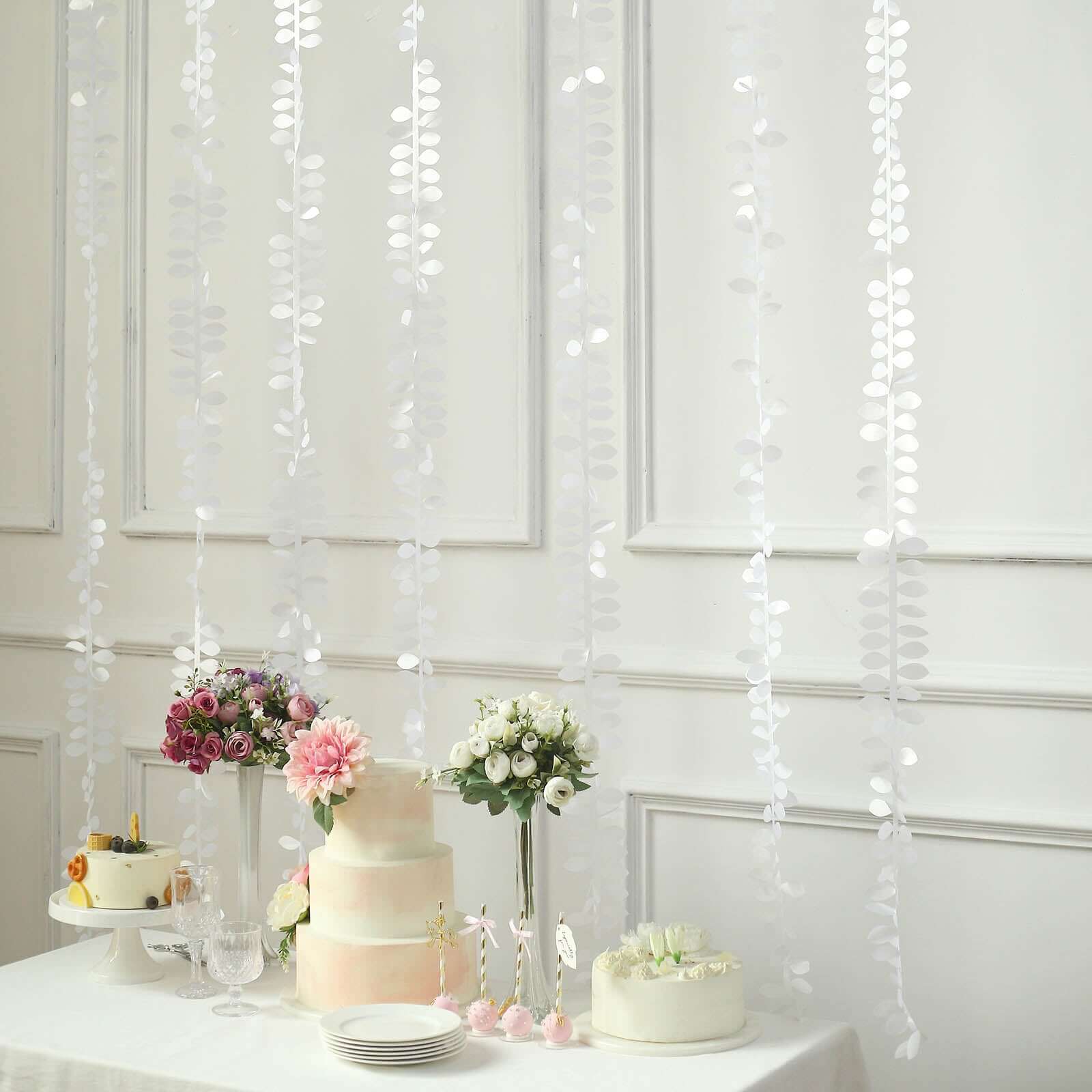 Leaf Petal Taffeta Ribbon Sash White 50ft 4" - Artificial DIY Fabric Garland for Decorations - Image 9