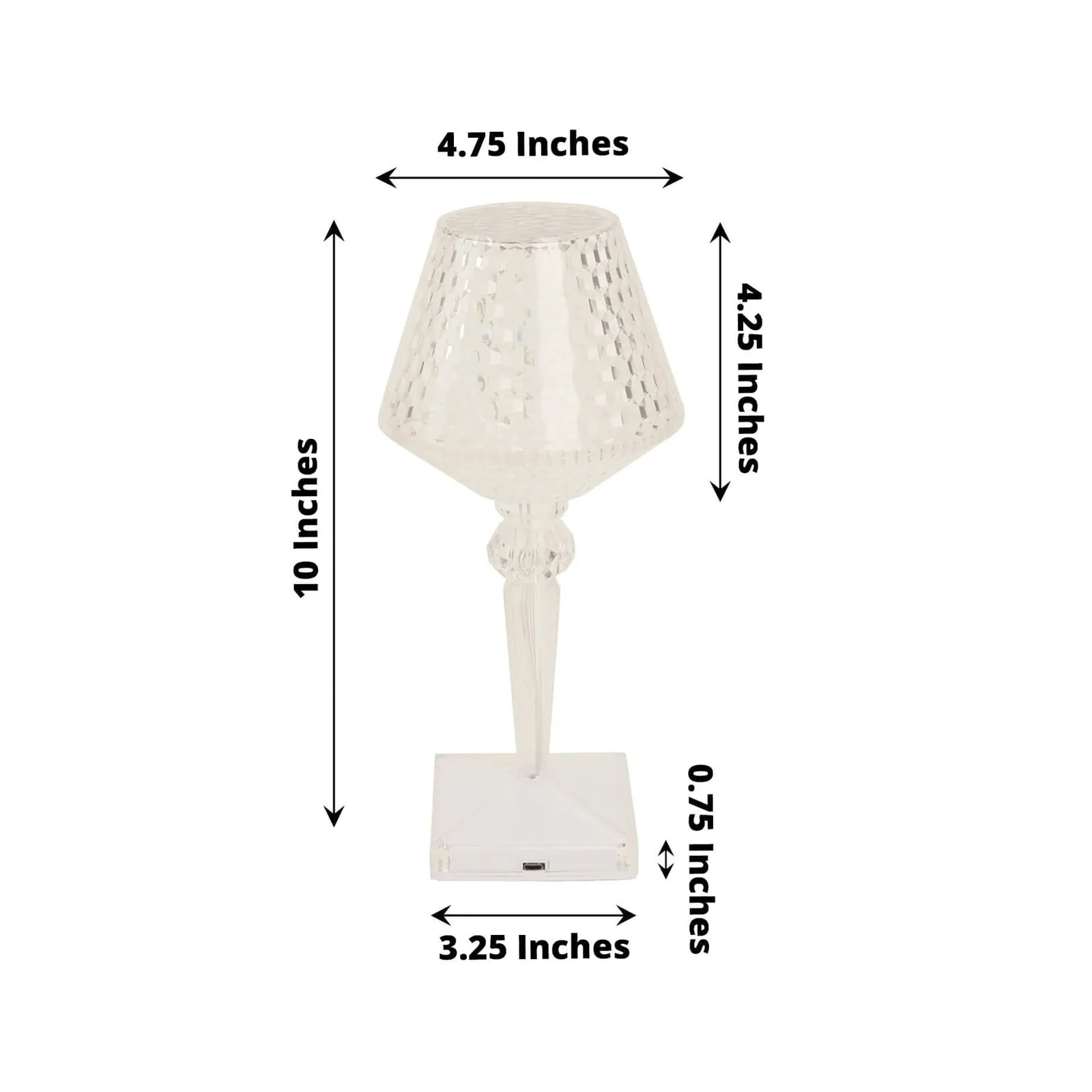 LED Acrylic Crystal Table Lamp 10" Cup Shape Design - Color Changing Cordless Rechargeable Touch Control Accent Light - Image 3