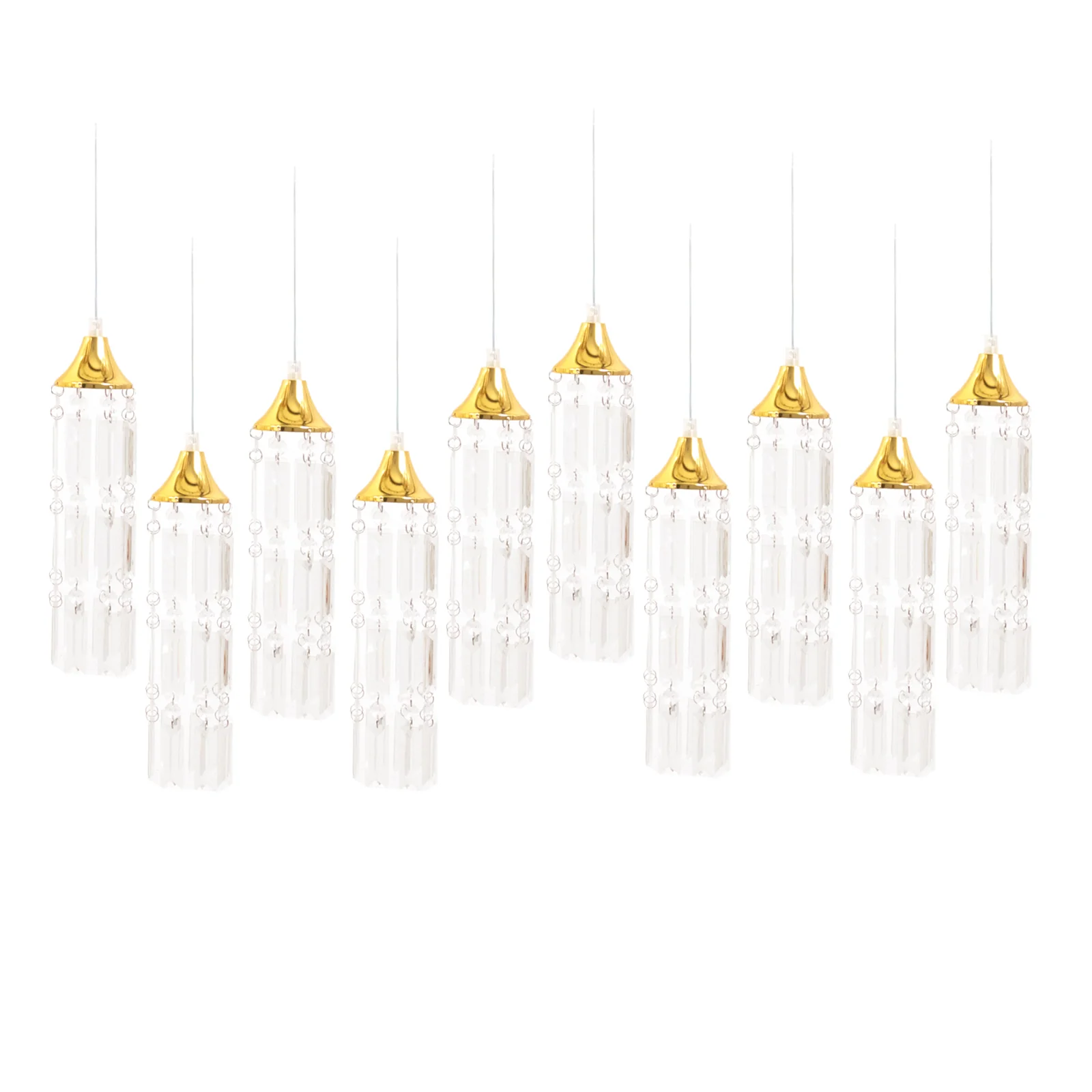 LED Crystal String Lights, Gold Bell Frame with Hanging Prism Pendants, Warm White Plug-in Chandelier Décor - Image 6