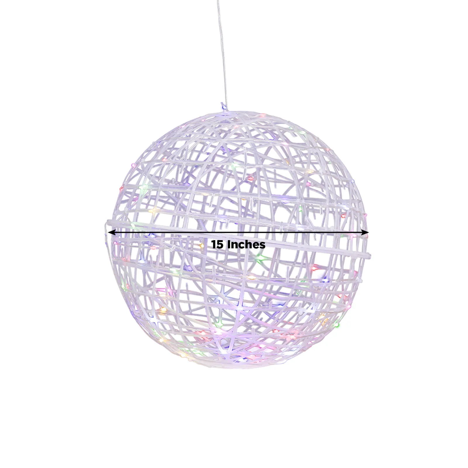 4 Pack 15" LED Lighted Decorative Sphere Balls – White Woven Rattan Orbs, 400 Multicolor LEDs, 8 Lighting Modes, End-to-End Connectable, Plug-In - Image 3