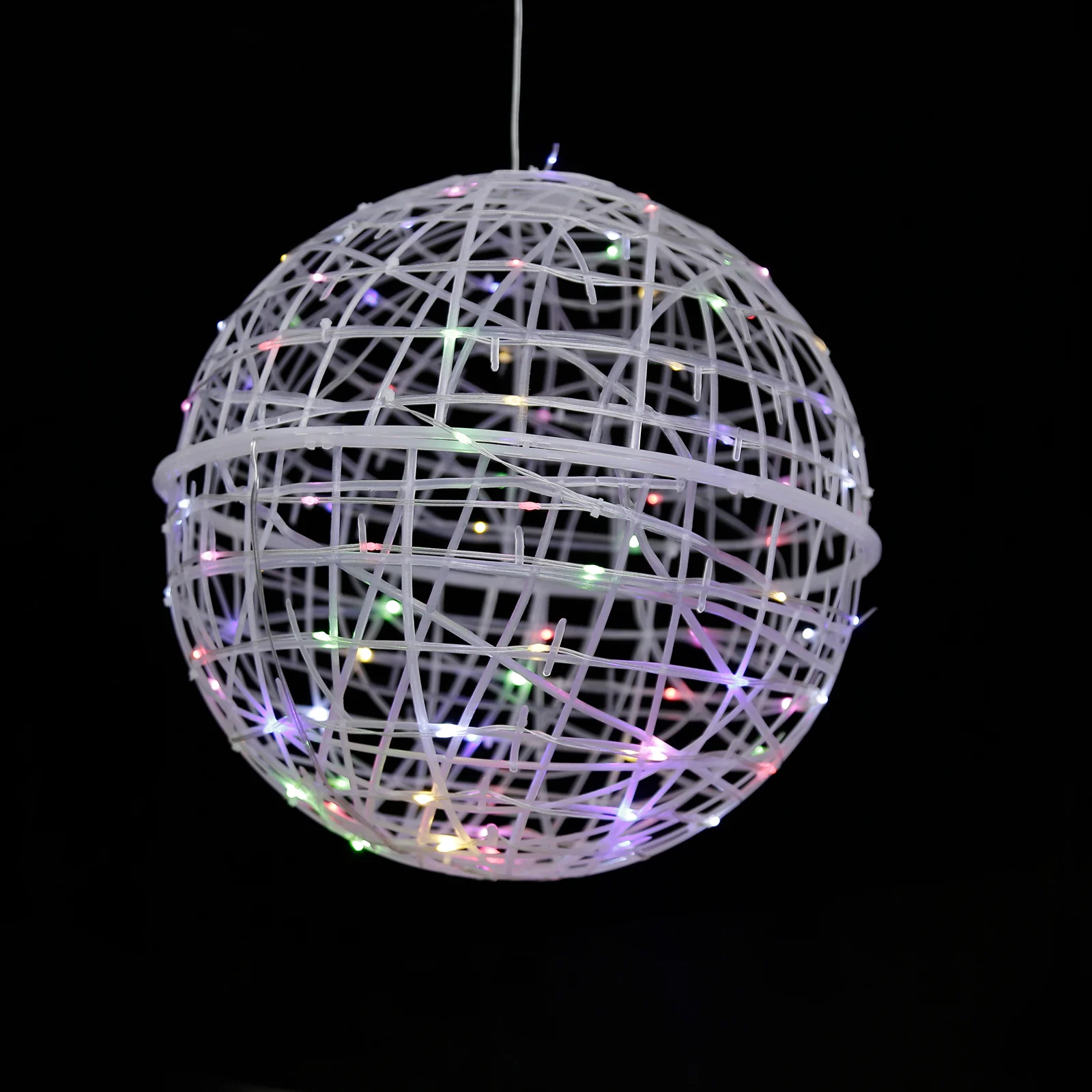 4 Pack 15" LED Lighted Decorative Sphere Balls – White Woven Rattan Orbs, 400 Multicolor LEDs, 8 Lighting Modes, End-to-End Connectable, Plug-In - Image 8