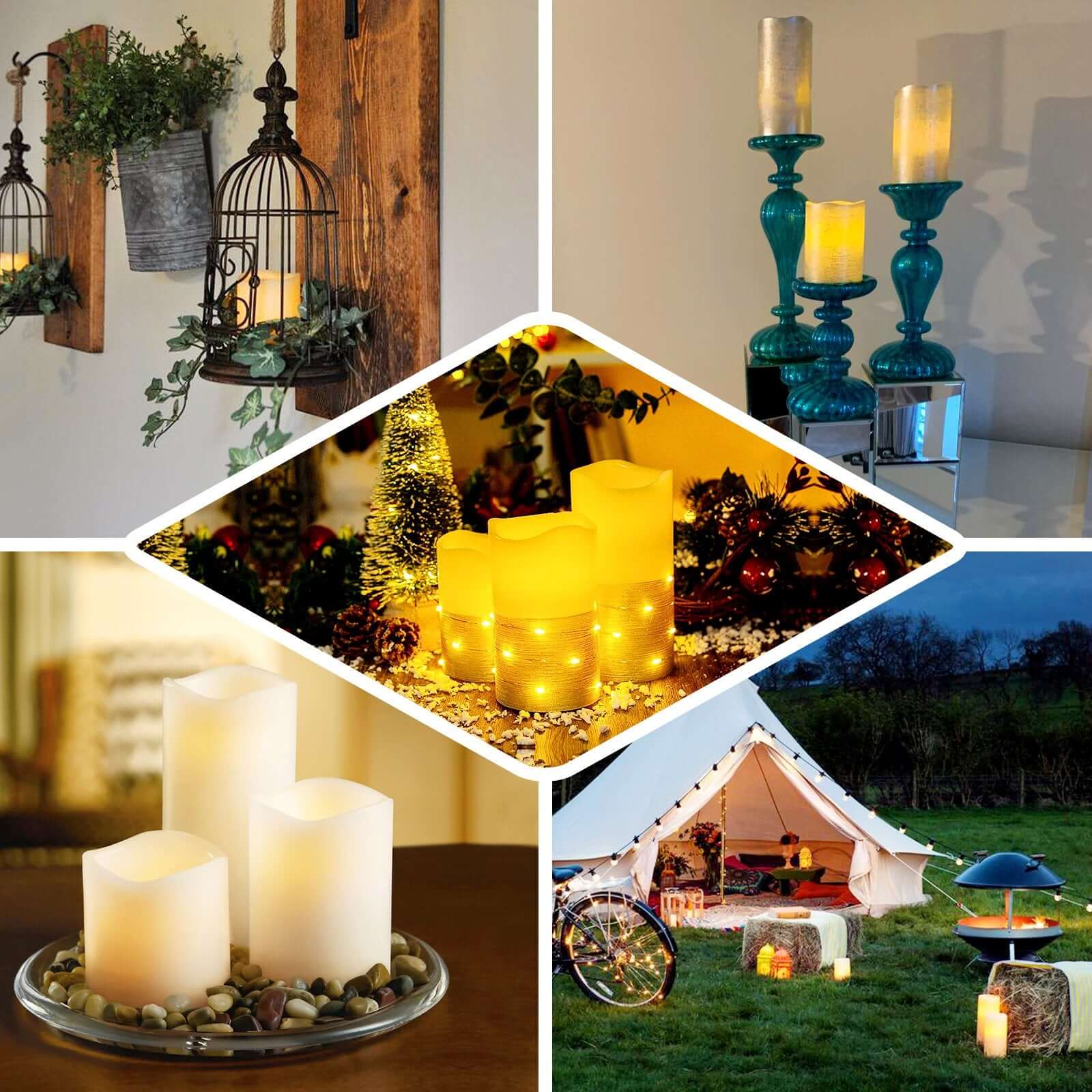 Set of 3 LED Pillar Candles Metallic Gold 4", 6", 8" - Remote Operated Battery Powered Flameless Lighting - Image 5