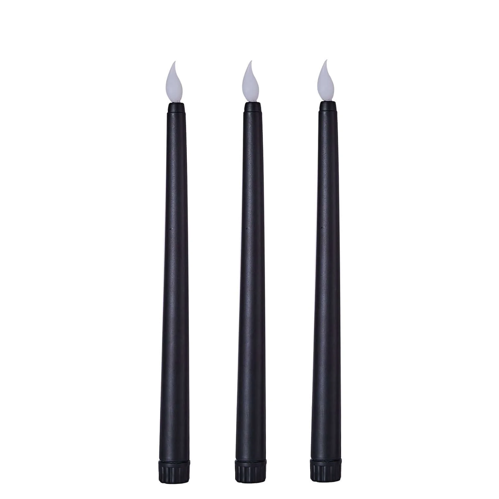 3-Pack LED Taper Candles 11" Warm Flickering Black - Flameless Decorative Lighting - Image 6