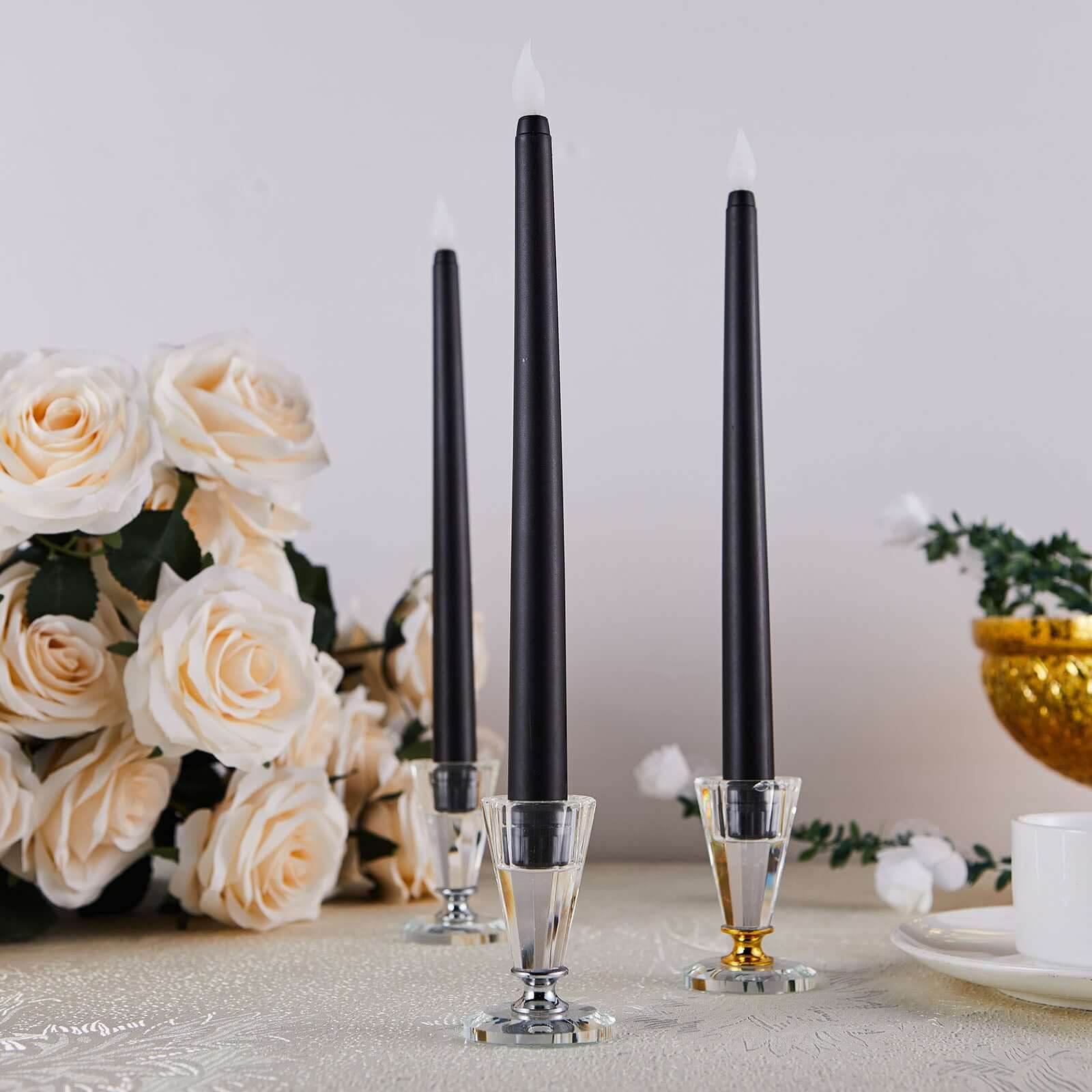 3-Pack LED Taper Candles 11" Warm Flickering Black - Flameless Decorative Lighting - Image 8