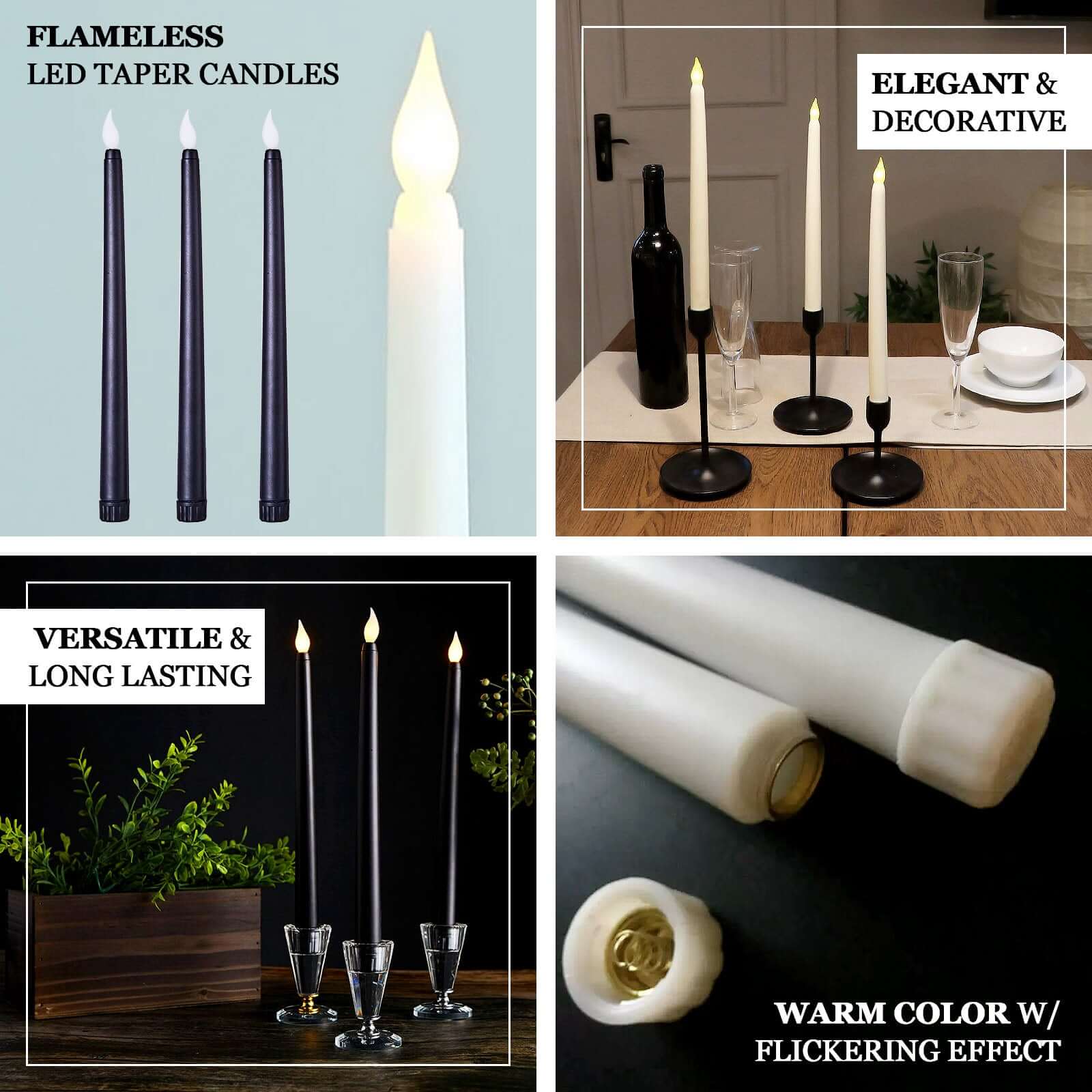 3-Pack LED Taper Candles 11" Warm Flickering Blush - Flameless Decorative Lighting - Image 4