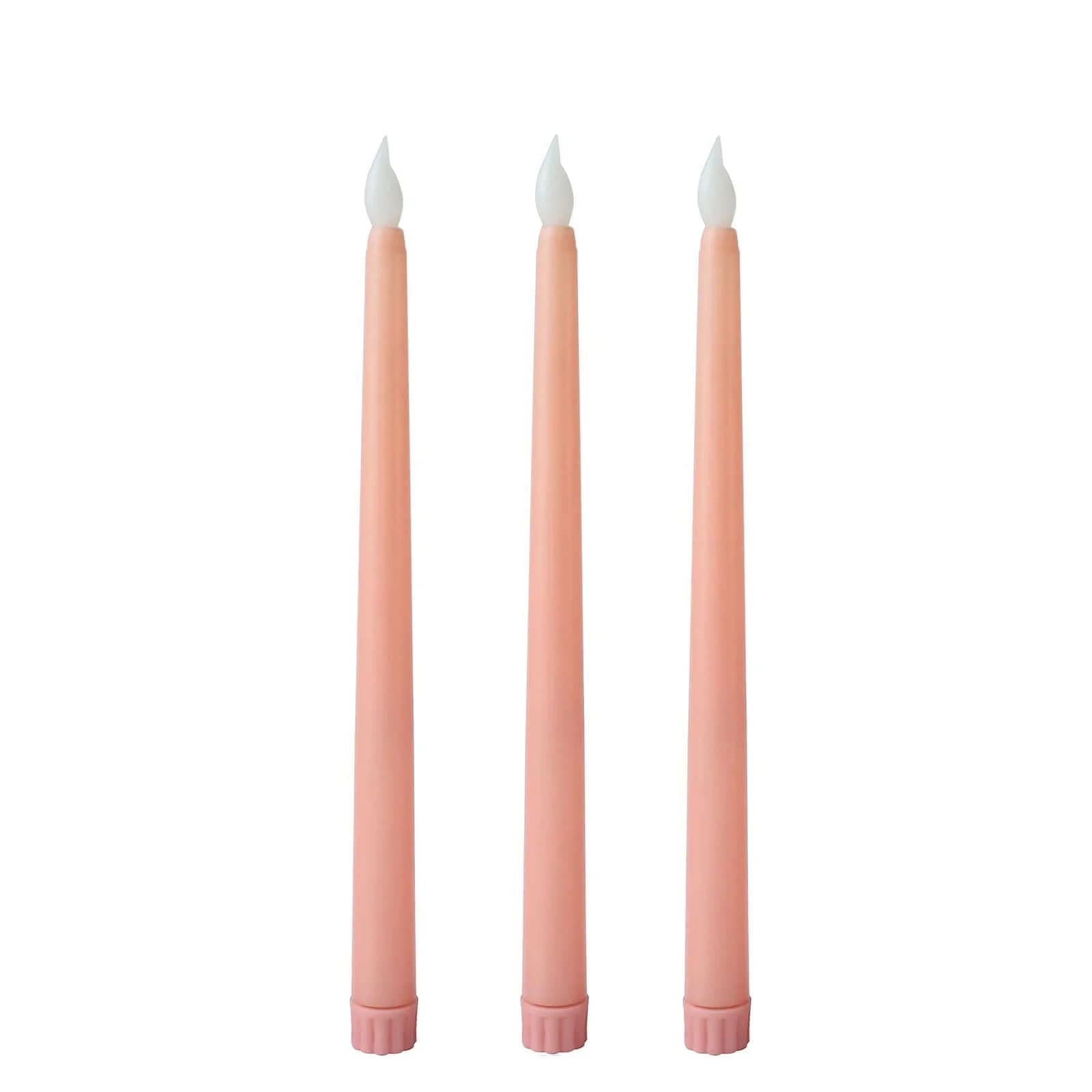 3-Pack LED Taper Candles 11" Warm Flickering Blush - Flameless Decorative Lighting - Image 7
